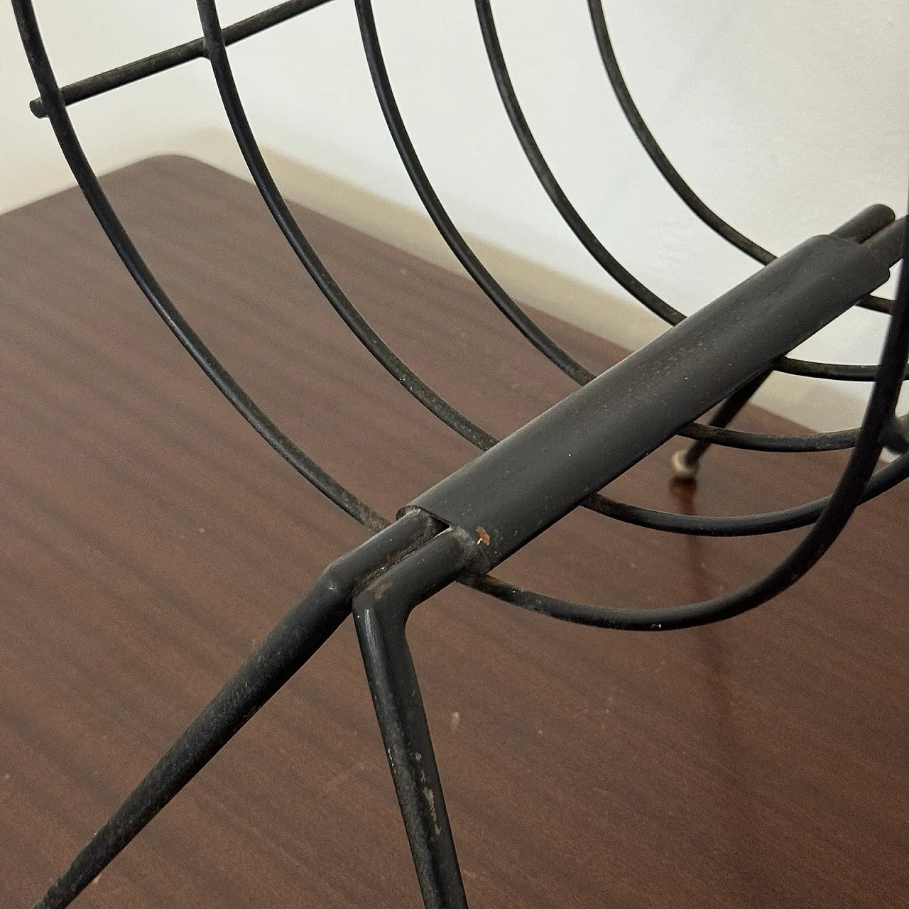 Mid-Century Iron Magazine Rack Gio Ponti Style, 1950s 14