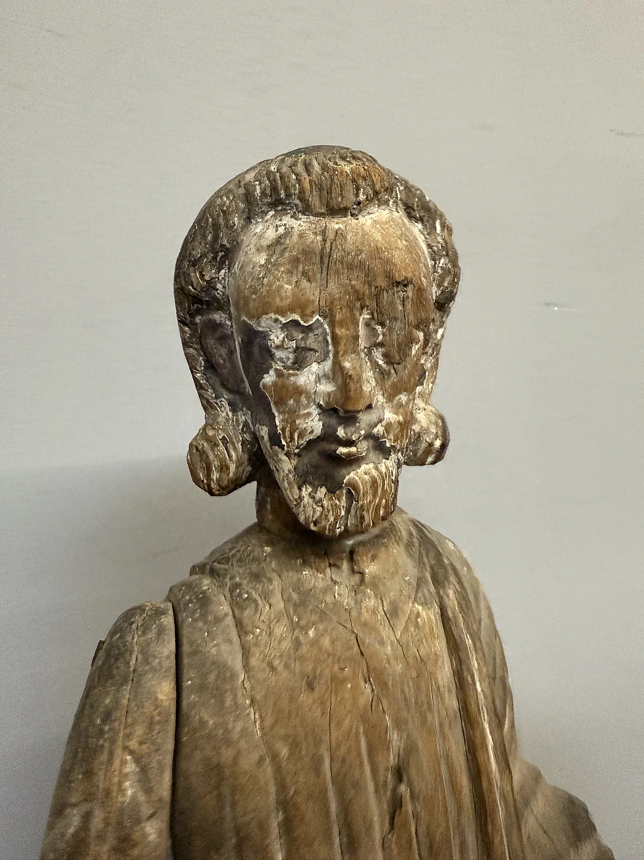 Antique wooden sculpture of Saint Joseph, 17th century, 71x32x14cm. 3