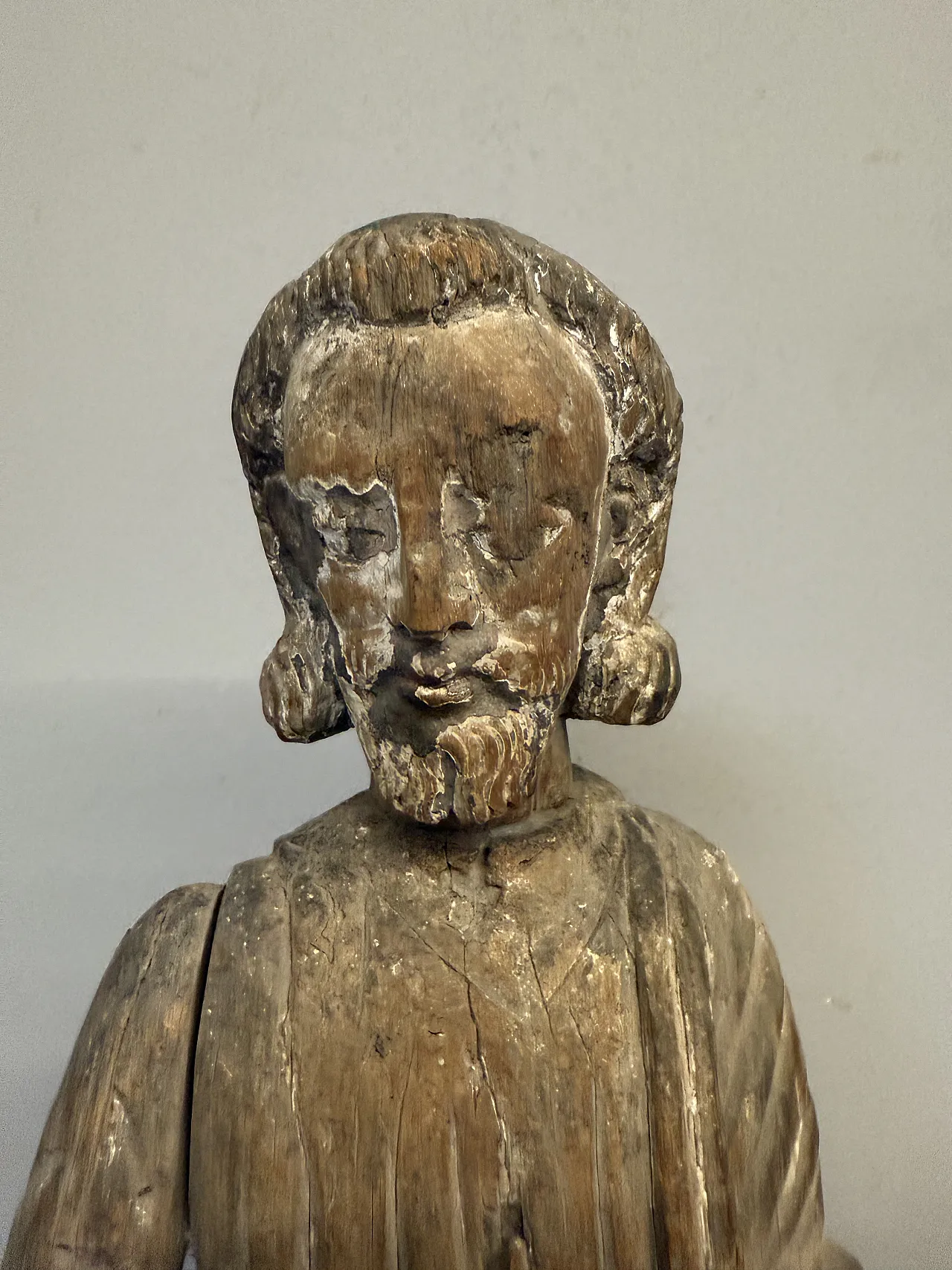 Antique wooden sculpture of Saint Joseph, 17th century, 71x32x14cm. 4