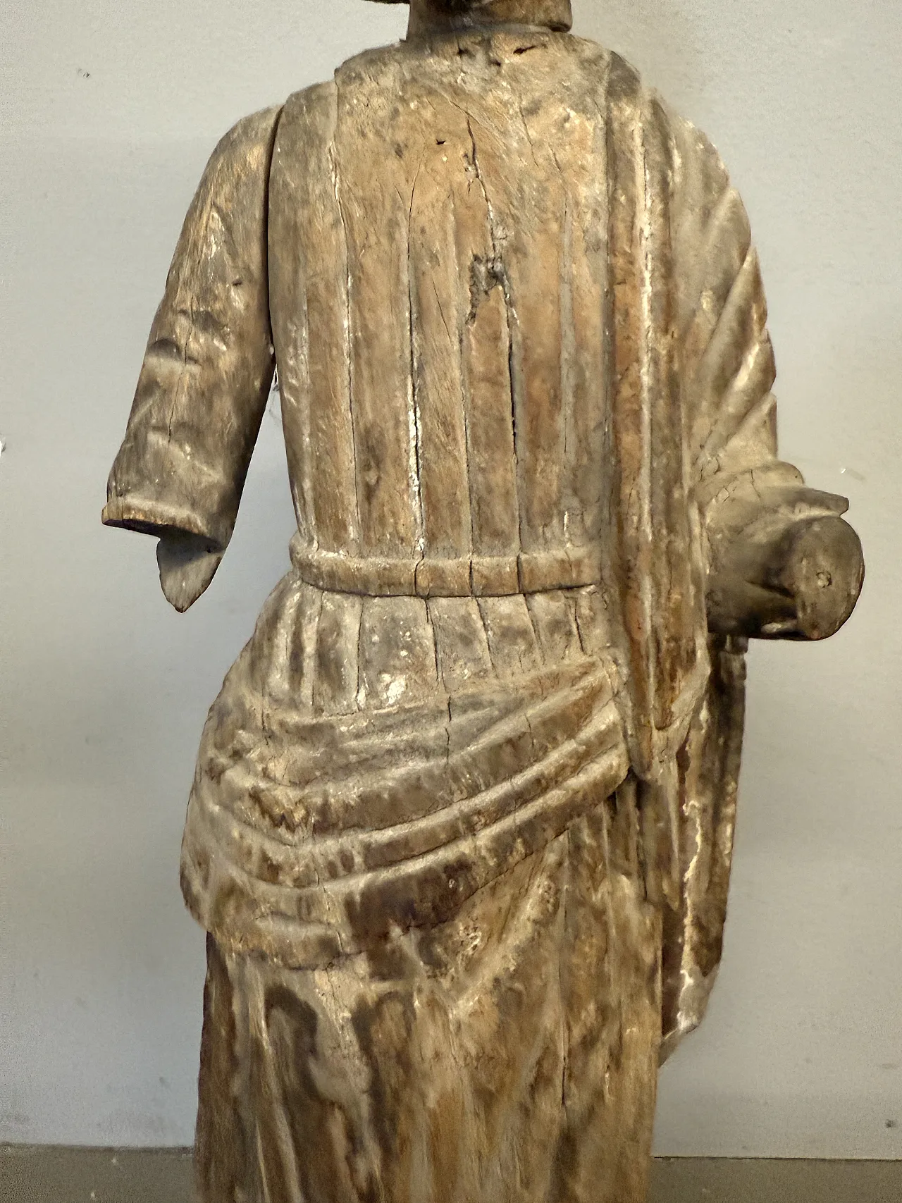 Antique wooden sculpture of Saint Joseph, 17th century, 71x32x14cm. 5