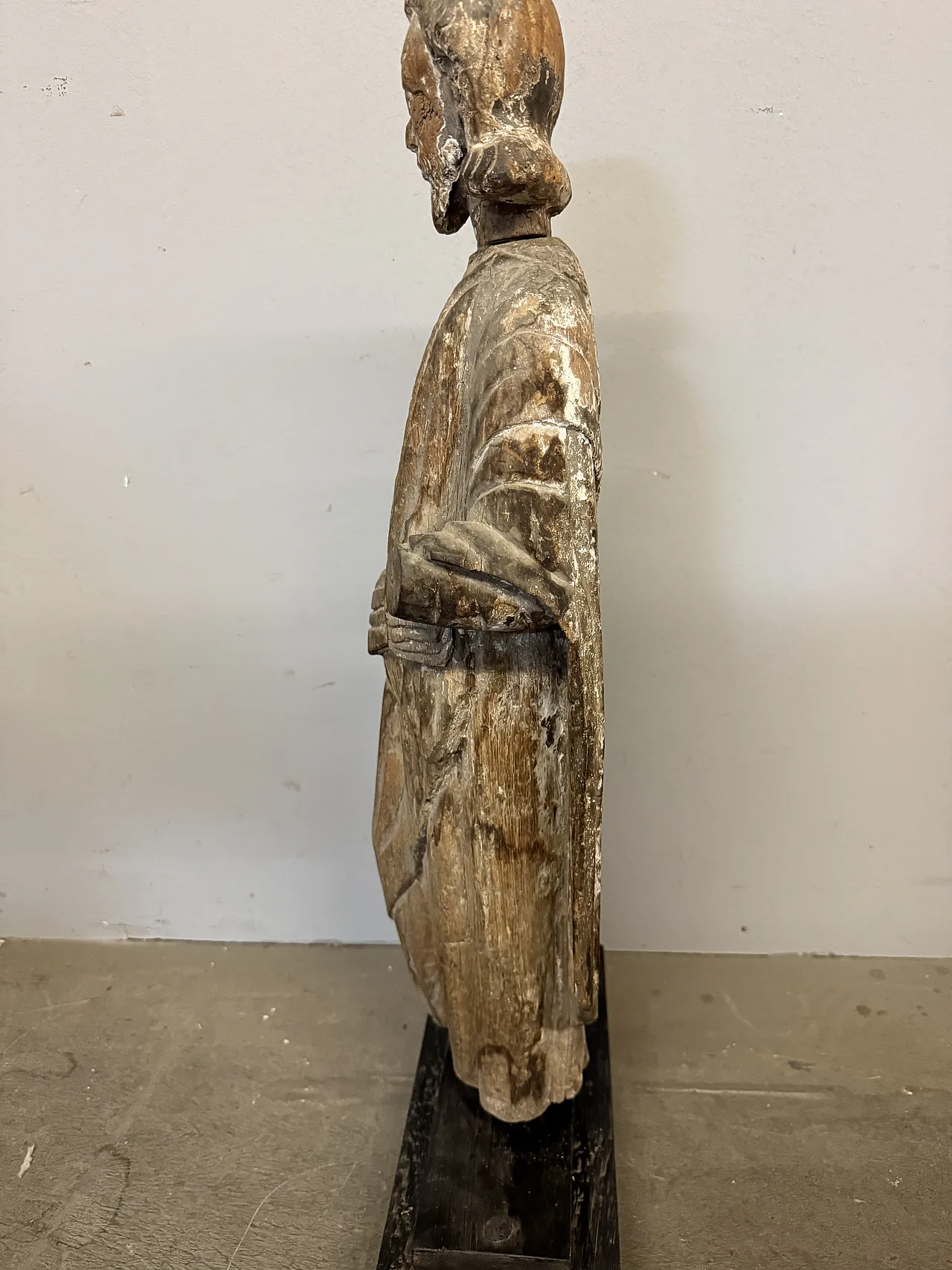 Antique wooden sculpture of Saint Joseph, 17th century, 71x32x14cm. 7