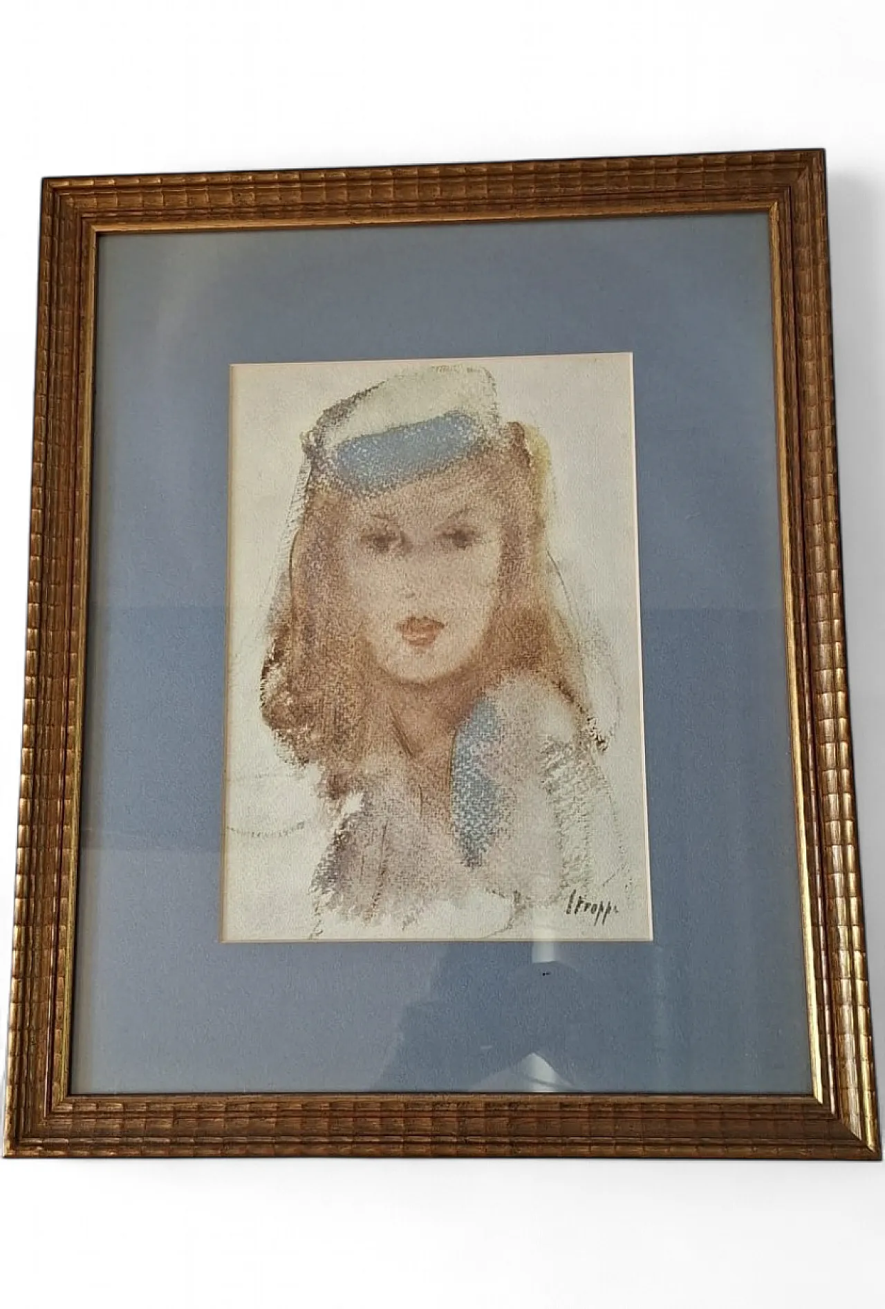 Leonardo Stroppa, ritratto di ragazza, pastello su carta, anni '40 32