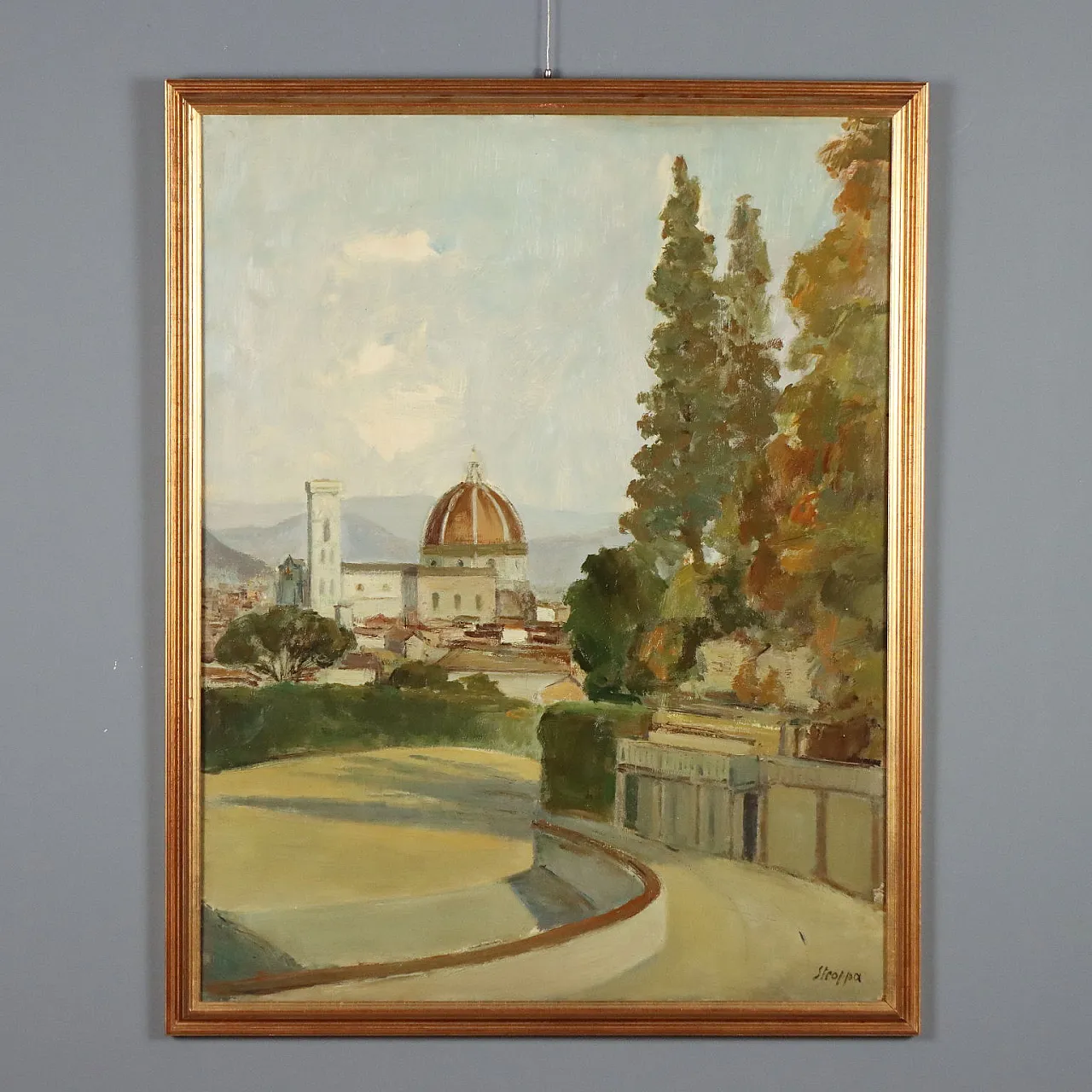 Painting by Leonardo Stroppa, oil on masonite, 20th century 1