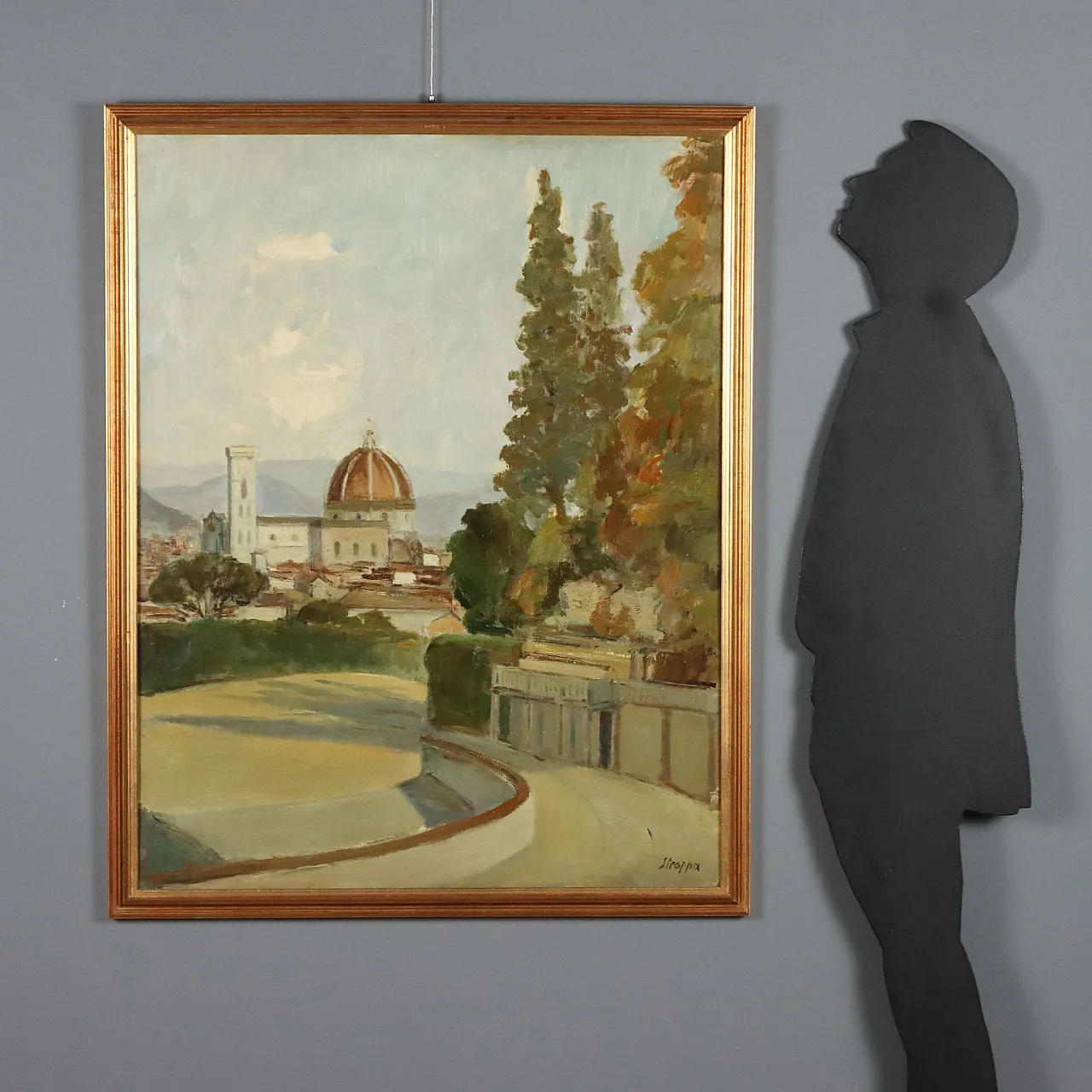 Painting by Leonardo Stroppa, oil on masonite, 20th century 2
