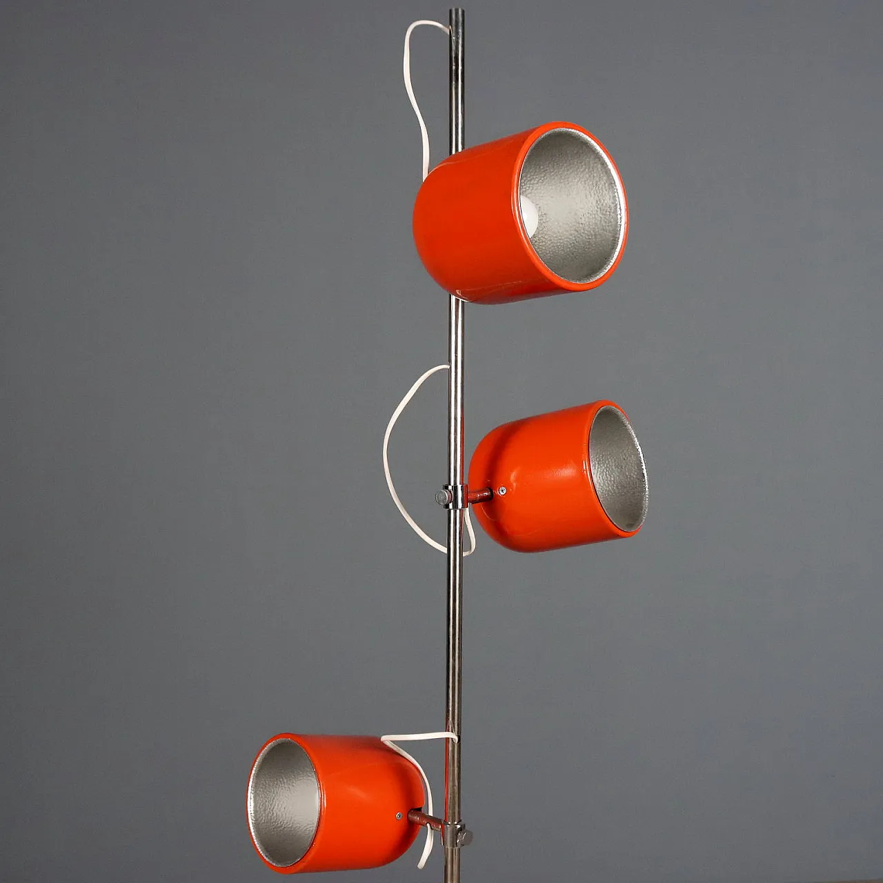 Orange enamelled metal lamp, 1970s 6