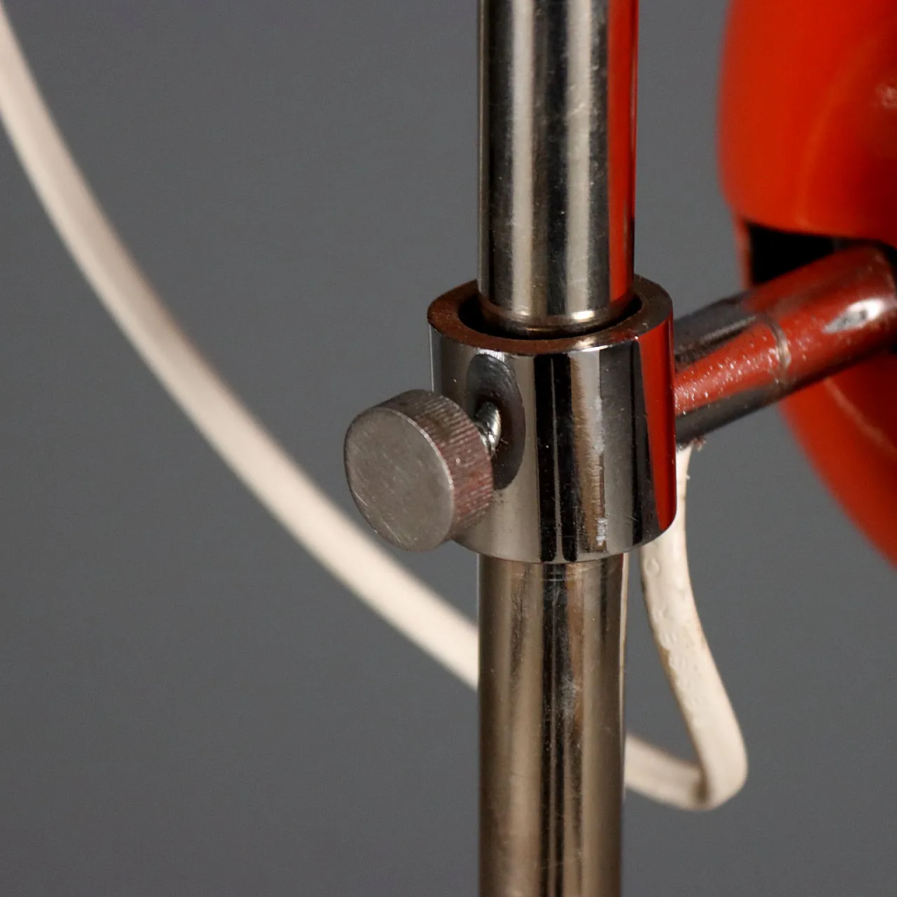 Orange enamelled metal lamp, 1970s 7