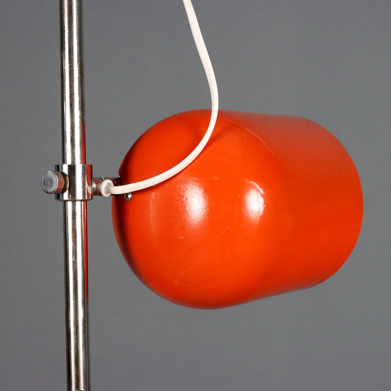 Orange enamelled metal lamp, 1970s 8