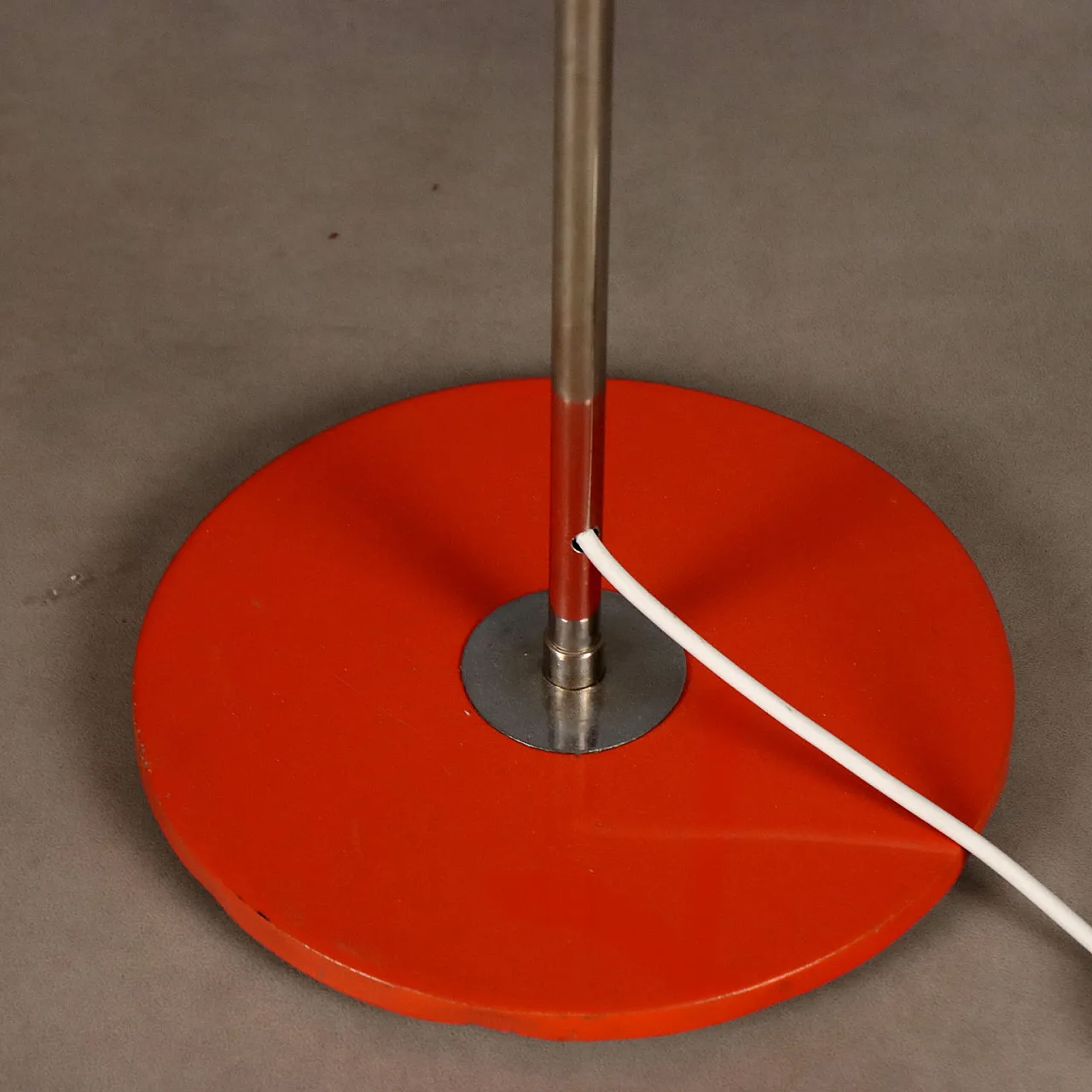 Orange enamelled metal lamp, 1970s 9