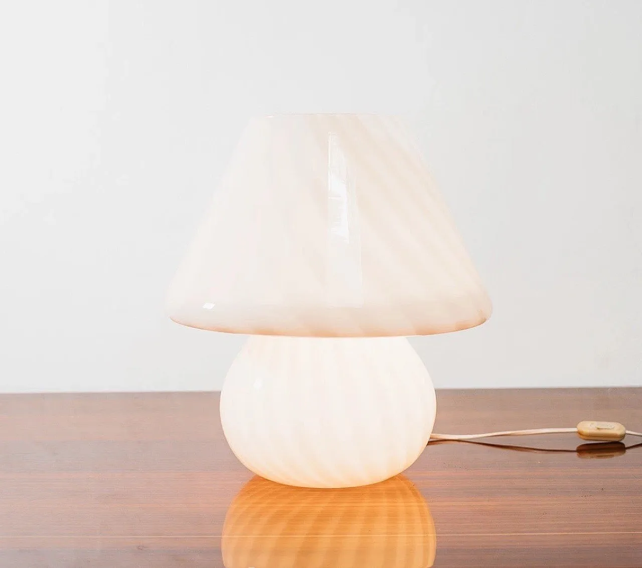 Large Murano Mushroom Rose Table Lamp 1970’s Design Pink Shade 1