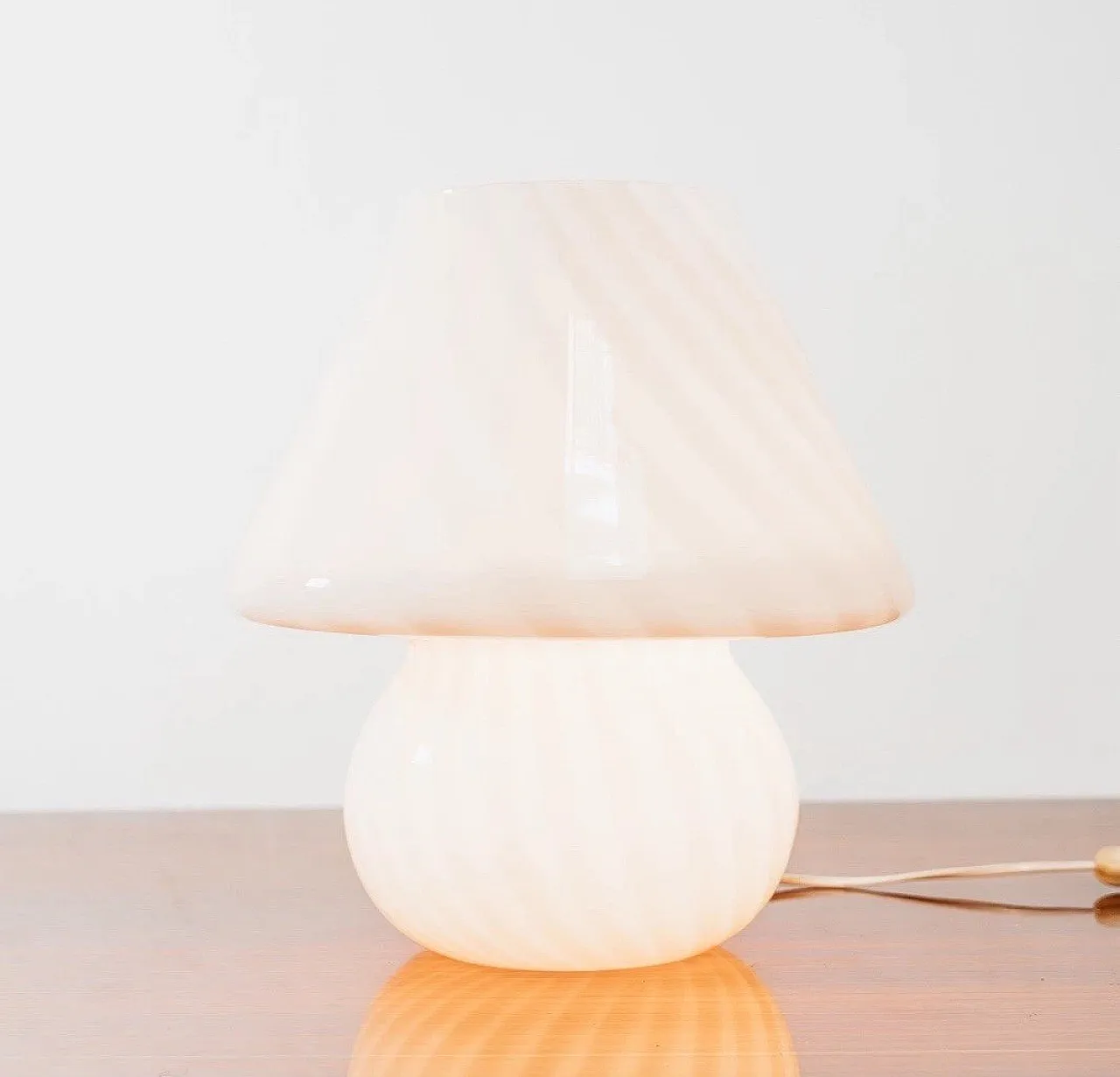Large Murano Mushroom Rose Table Lamp 1970’s Design Pink Shade 6