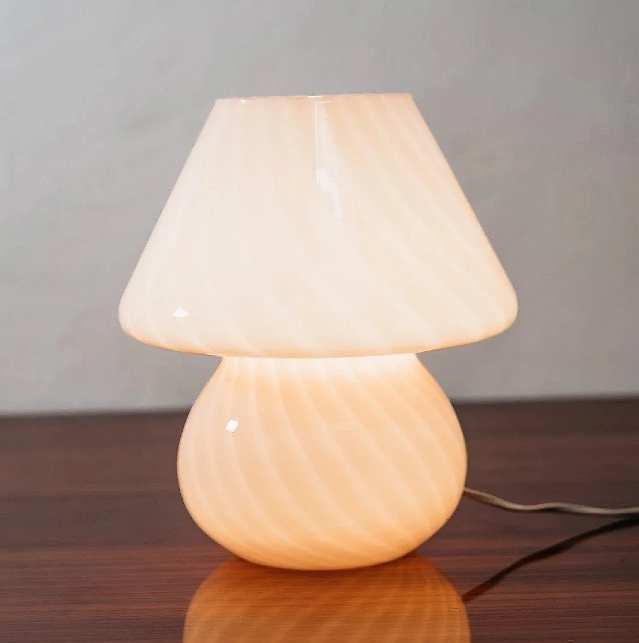 Large Murano Mushroom Rose Table Lamp 1970’s Design Pink Shade 9
