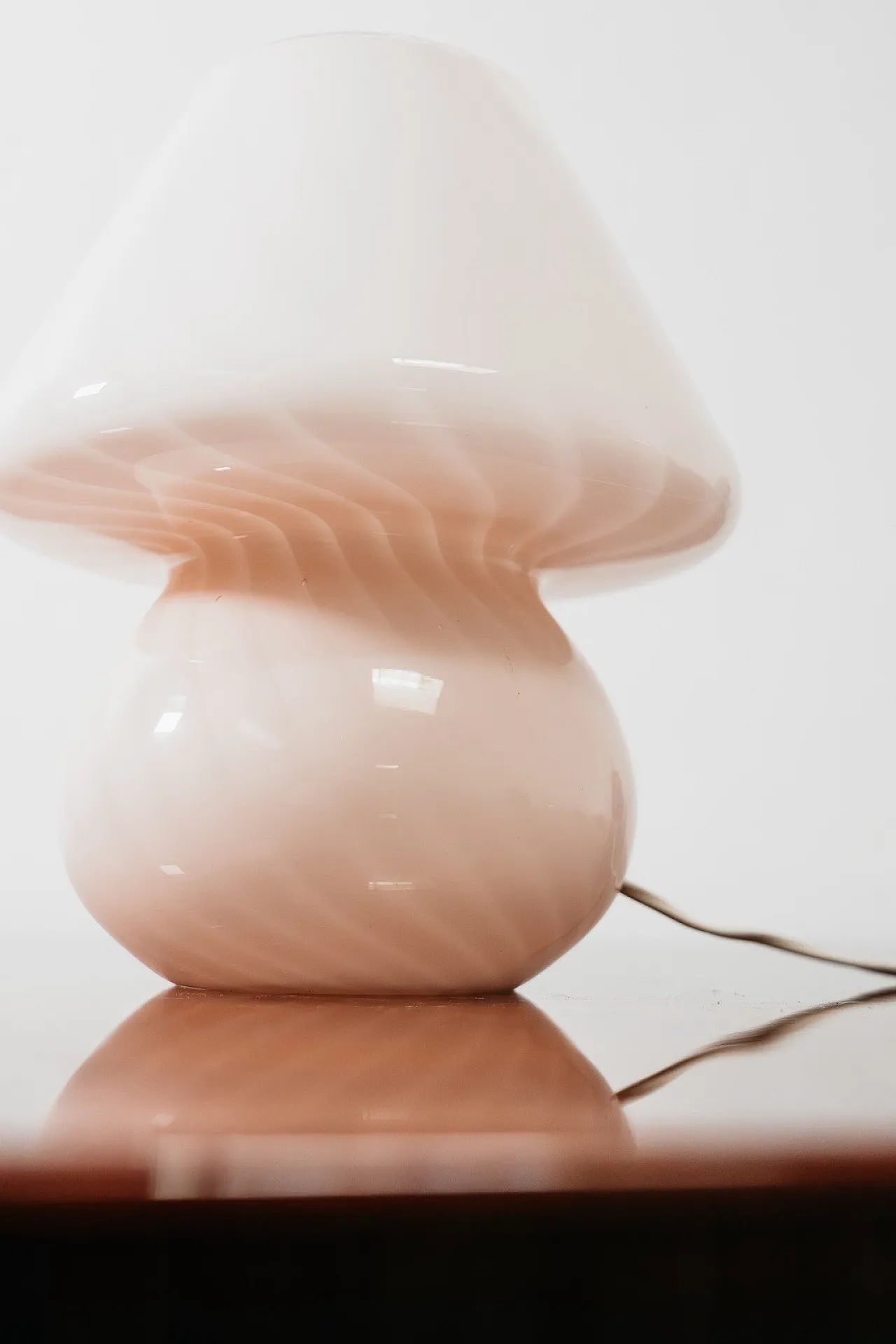 Large Murano Mushroom Rose Table Lamp 1970’s Design Pink Shade 12