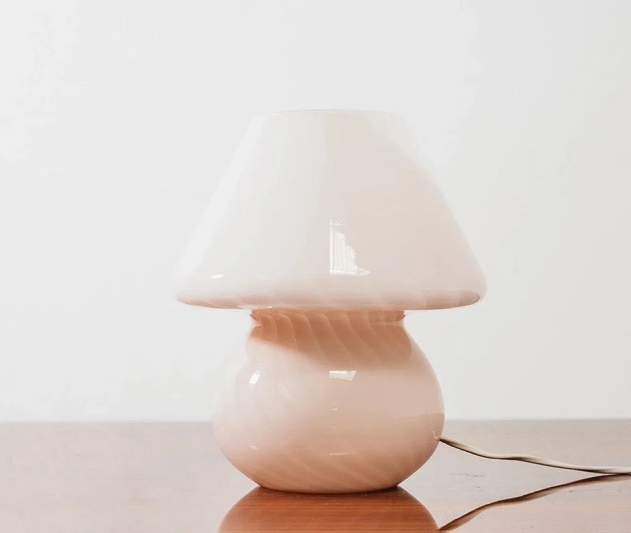 Large Murano Mushroom Rose Table Lamp 1970’s Design Pink Shade 13