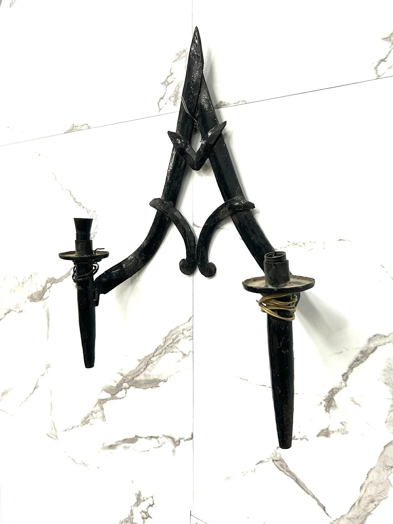 Brutalist Wall Lamp Medieval Style Antique Late 19th Century 5