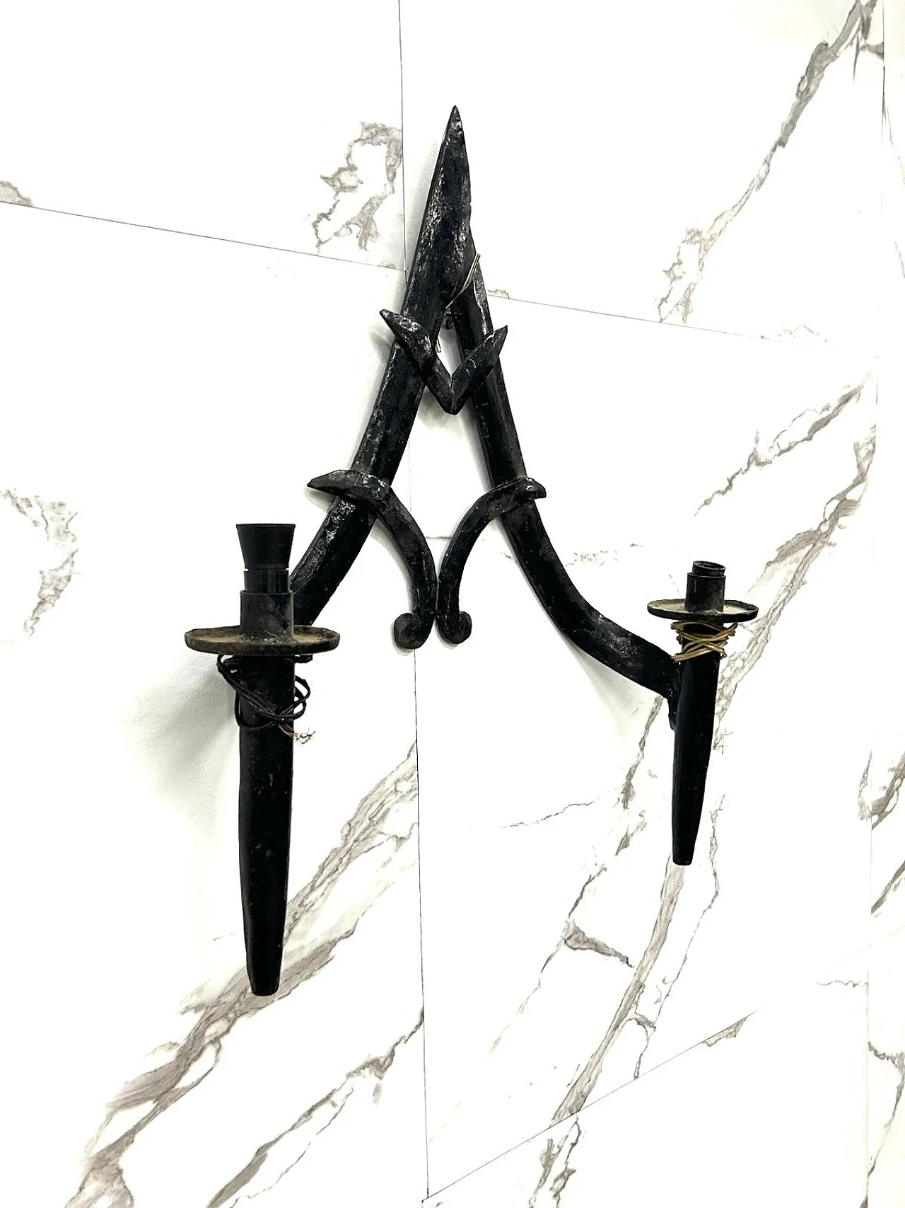 Brutalist Wall Lamp Medieval Style Antique Late 19th Century 6
