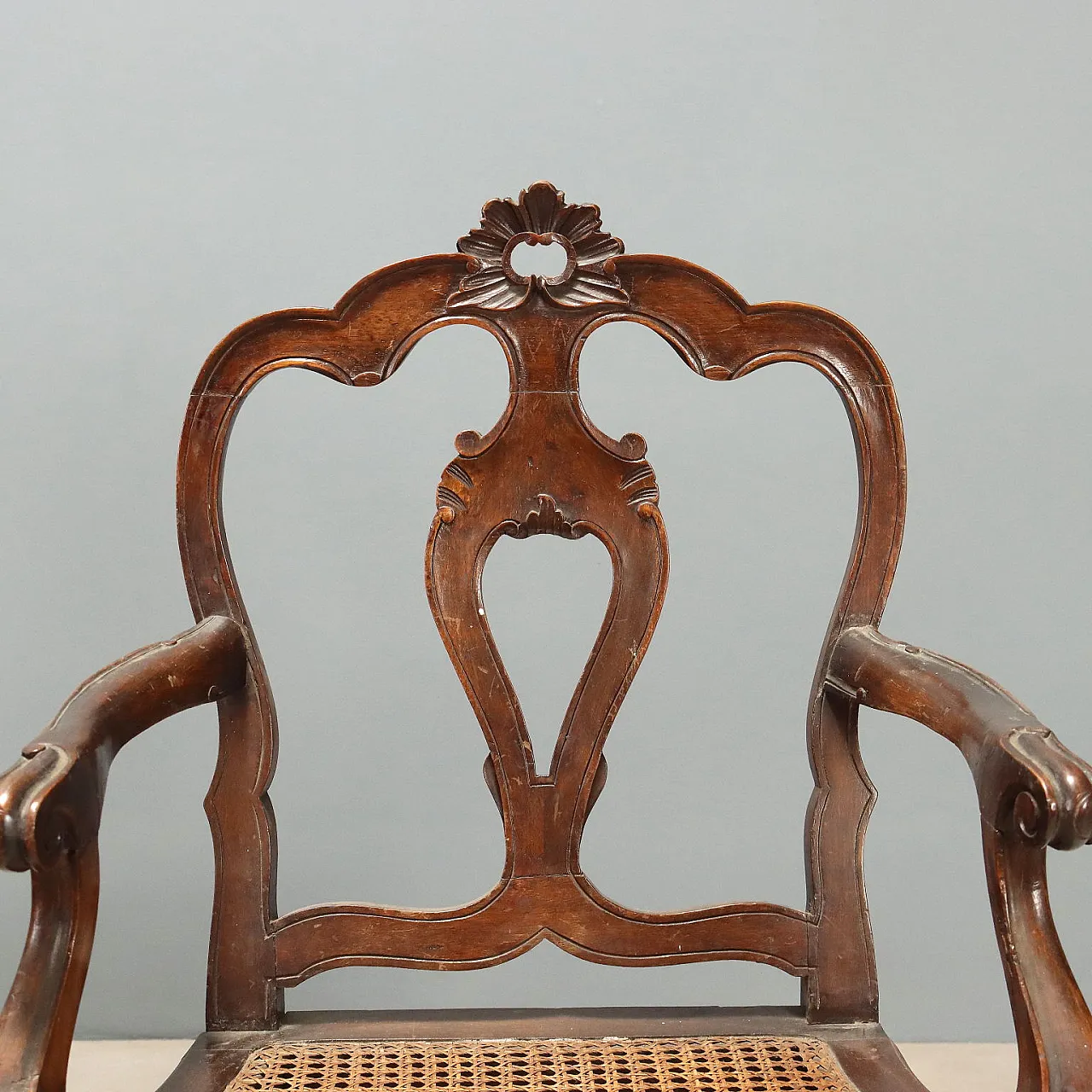 Pair of Baroque style walnut armchairs, late 19th century 5