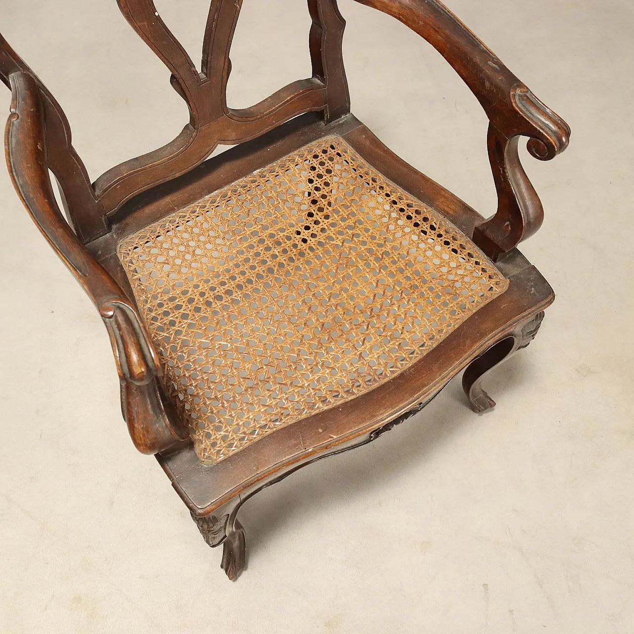 Pair of Baroque style walnut armchairs, late 19th century 8