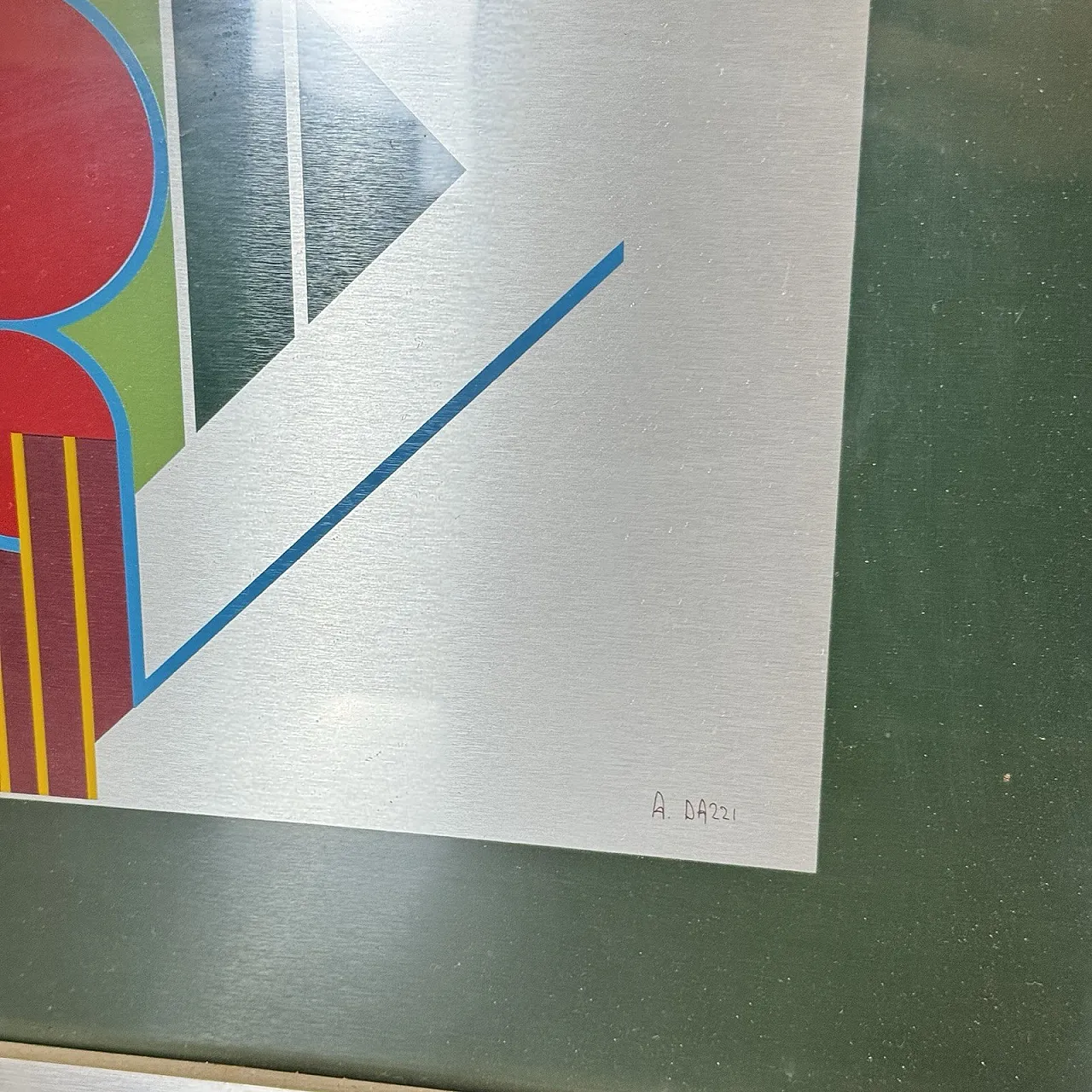 Aldo Dazzi Signed Italian Geometric Abstract Metal Art Painting Framed 4