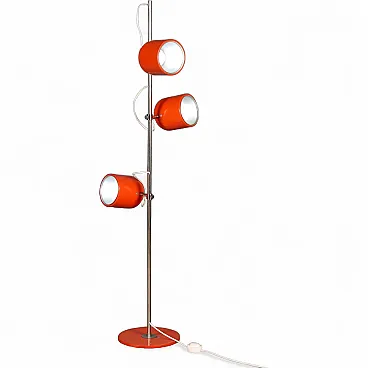 Orange enamelled metal lamp, 1970s