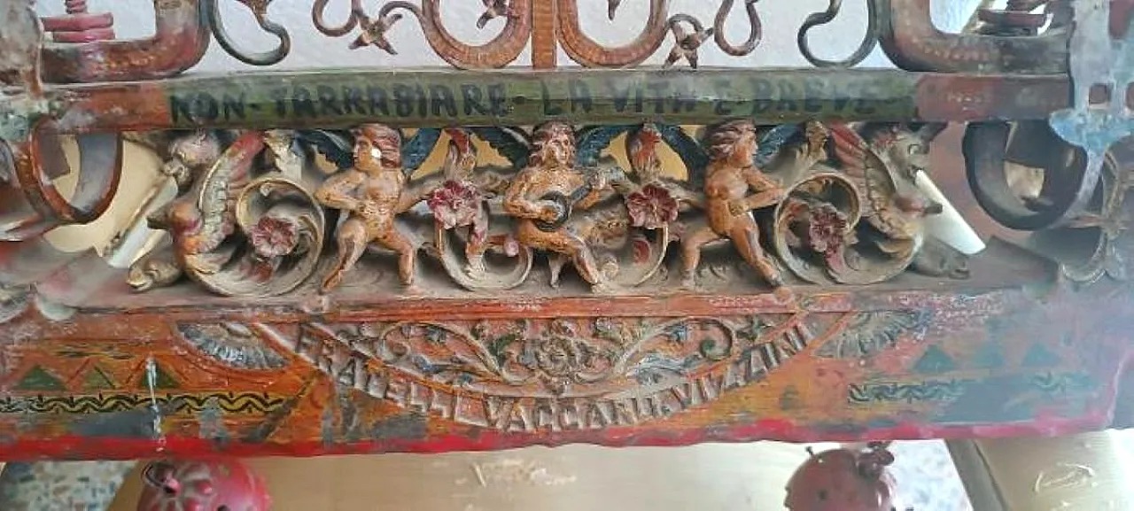 Sicilian wagon element transformed into a chandelier, 20th century 3