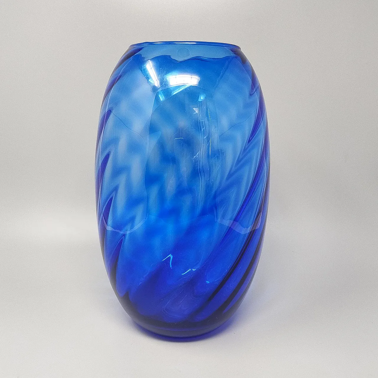 Blue vase by Ind. Vetraria Valdarnese, 1970s 3