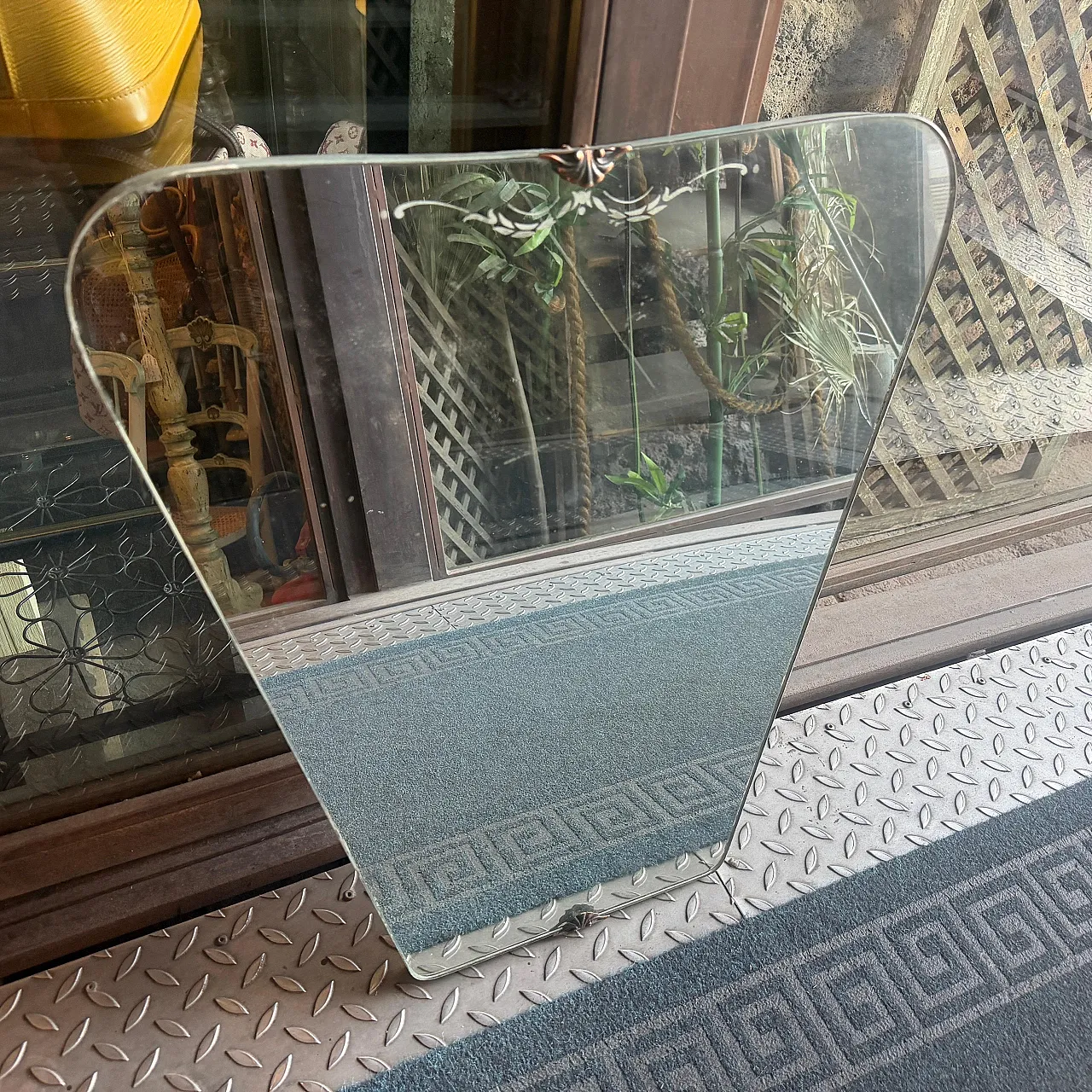 Specchio da parete in vetro acidato e ottone  di Gio Ponti, anni '30 2