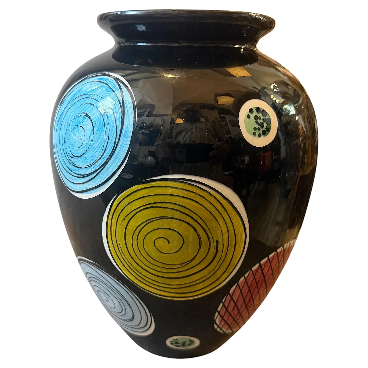 Gio Ponti hand-painted majolica vase by Schramberg, 1950s 1