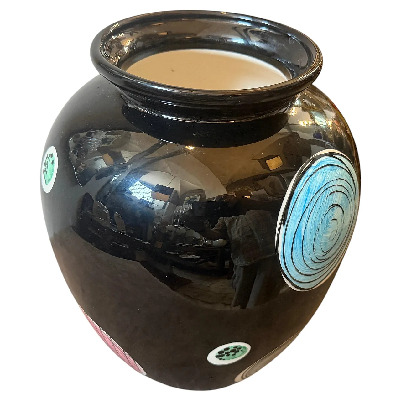 Gio Ponti hand-painted majolica vase by Schramberg, 1950s 2