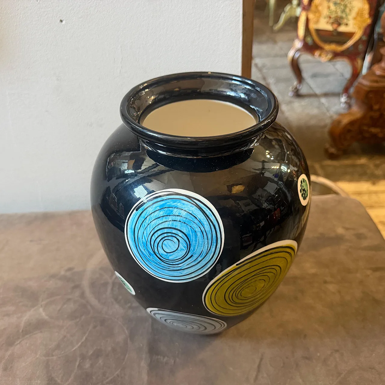 Gio Ponti hand-painted majolica vase by Schramberg, 1950s 3