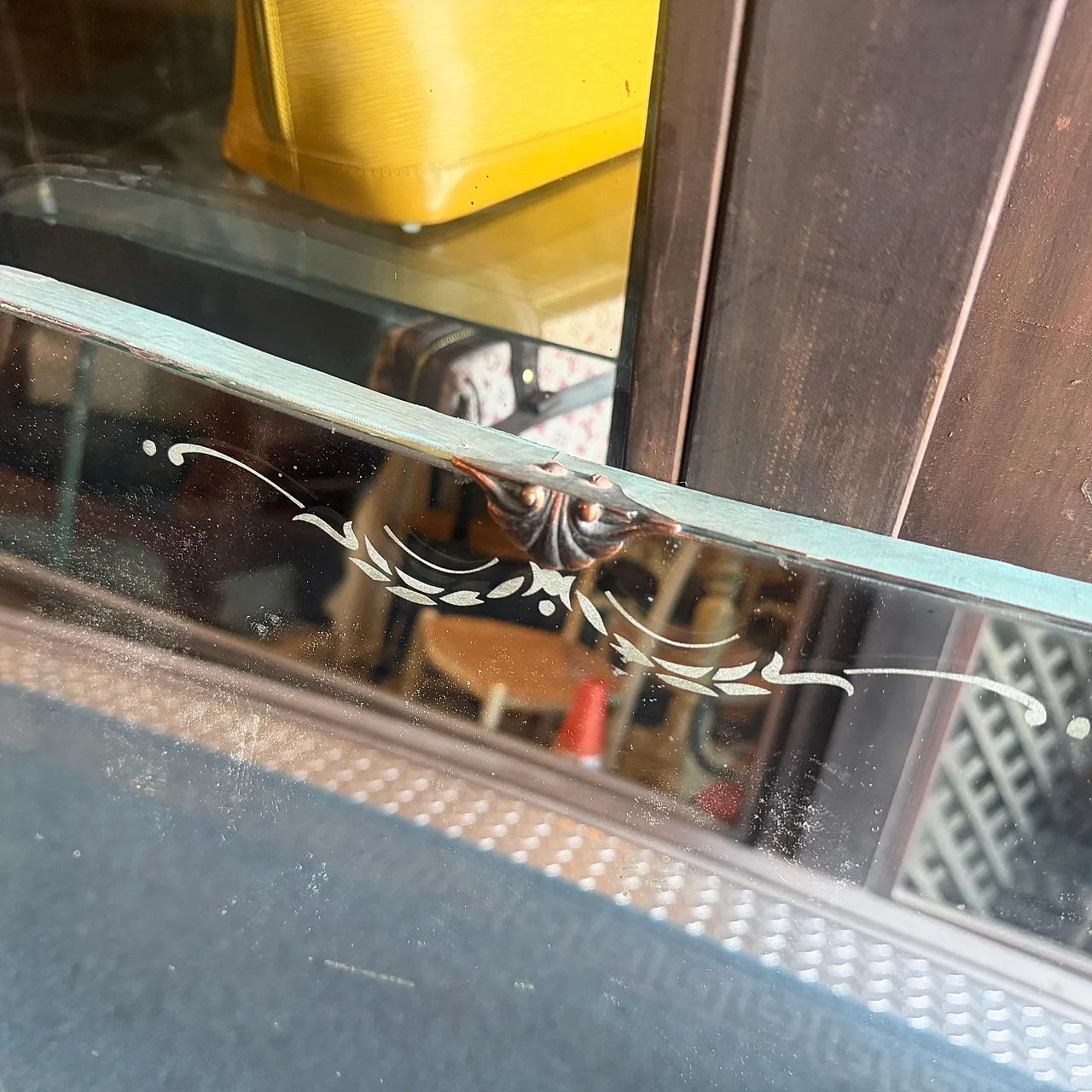 Specchio da parete in vetro acidato e ottone  di Gio Ponti, anni '30 4