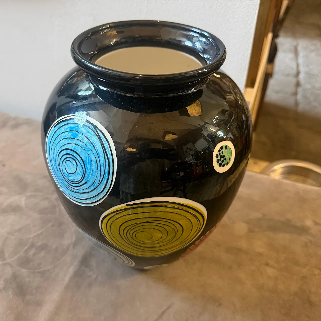 Gio Ponti hand-painted majolica vase by Schramberg, 1950s 6