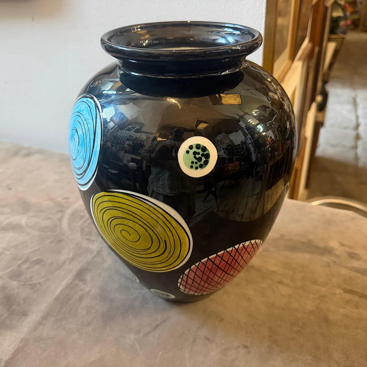Gio Ponti hand-painted majolica vase by Schramberg, 1950s 7