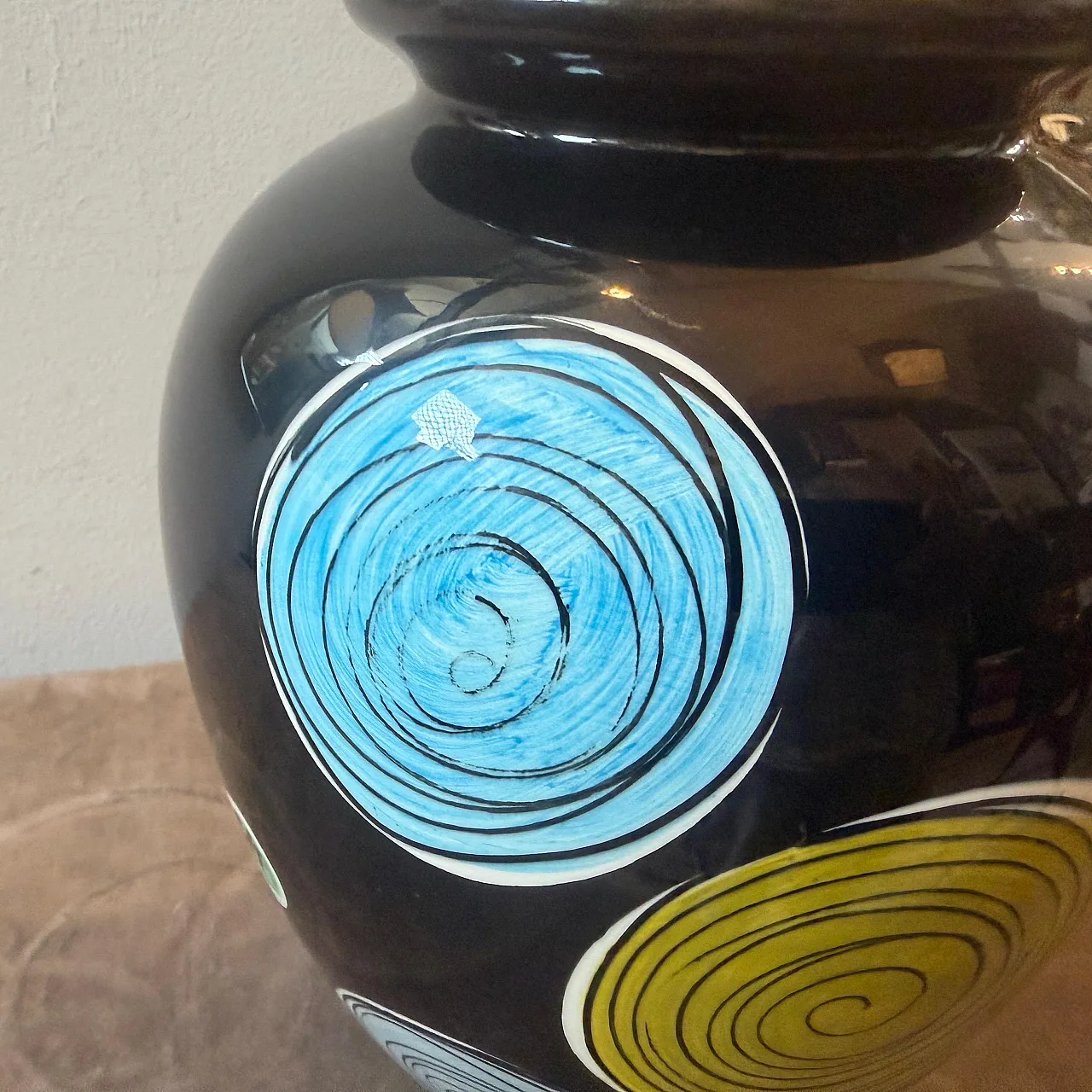 Gio Ponti hand-painted majolica vase by Schramberg, 1950s 8