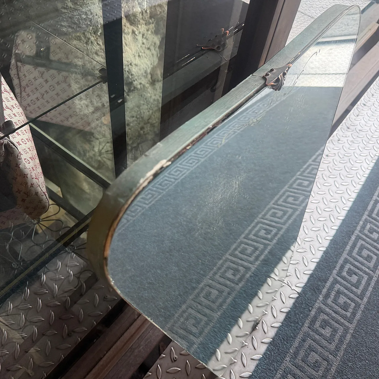 Specchio da parete in vetro acidato e ottone  di Gio Ponti, anni '30 8