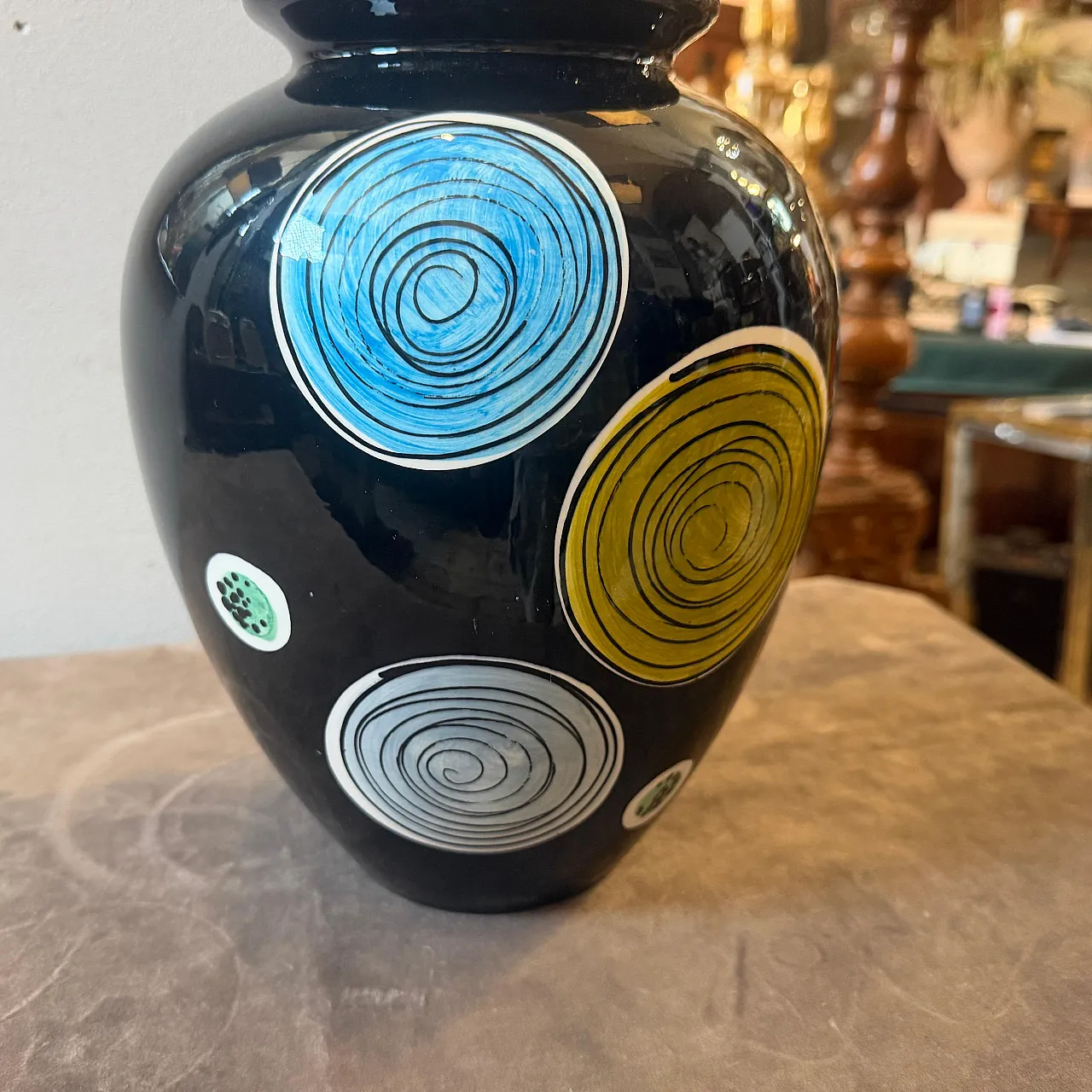 Gio Ponti hand-painted majolica vase by Schramberg, 1950s 9