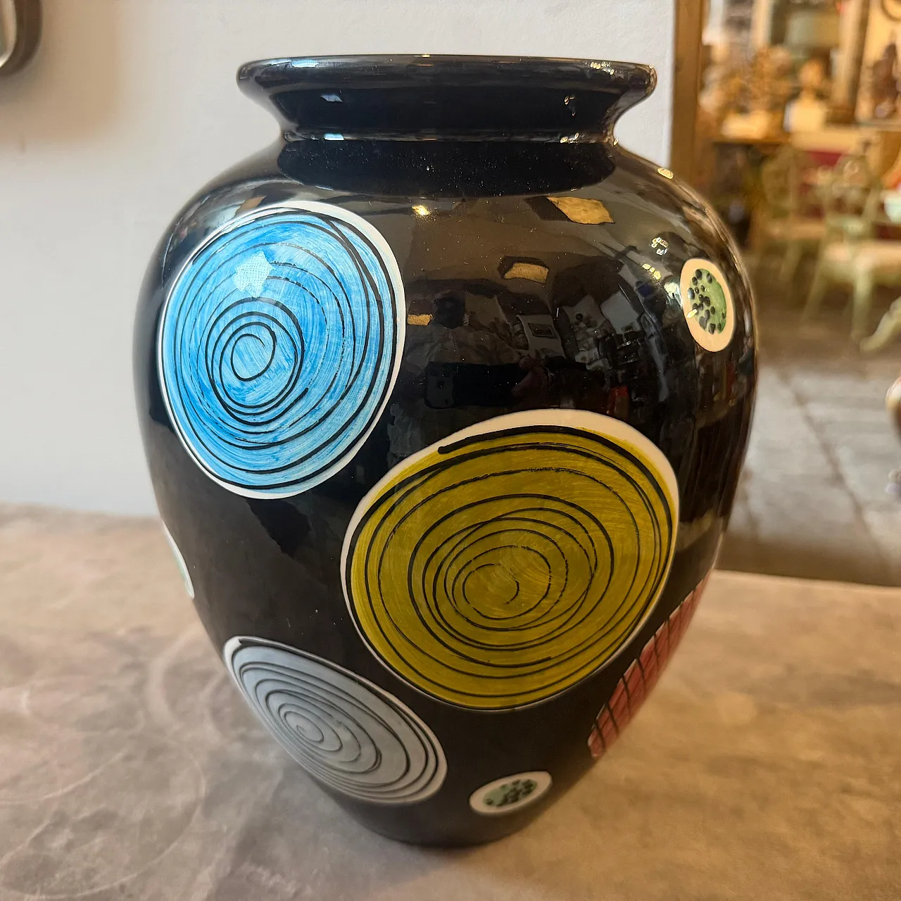Gio Ponti hand-painted majolica vase by Schramberg, 1950s 12