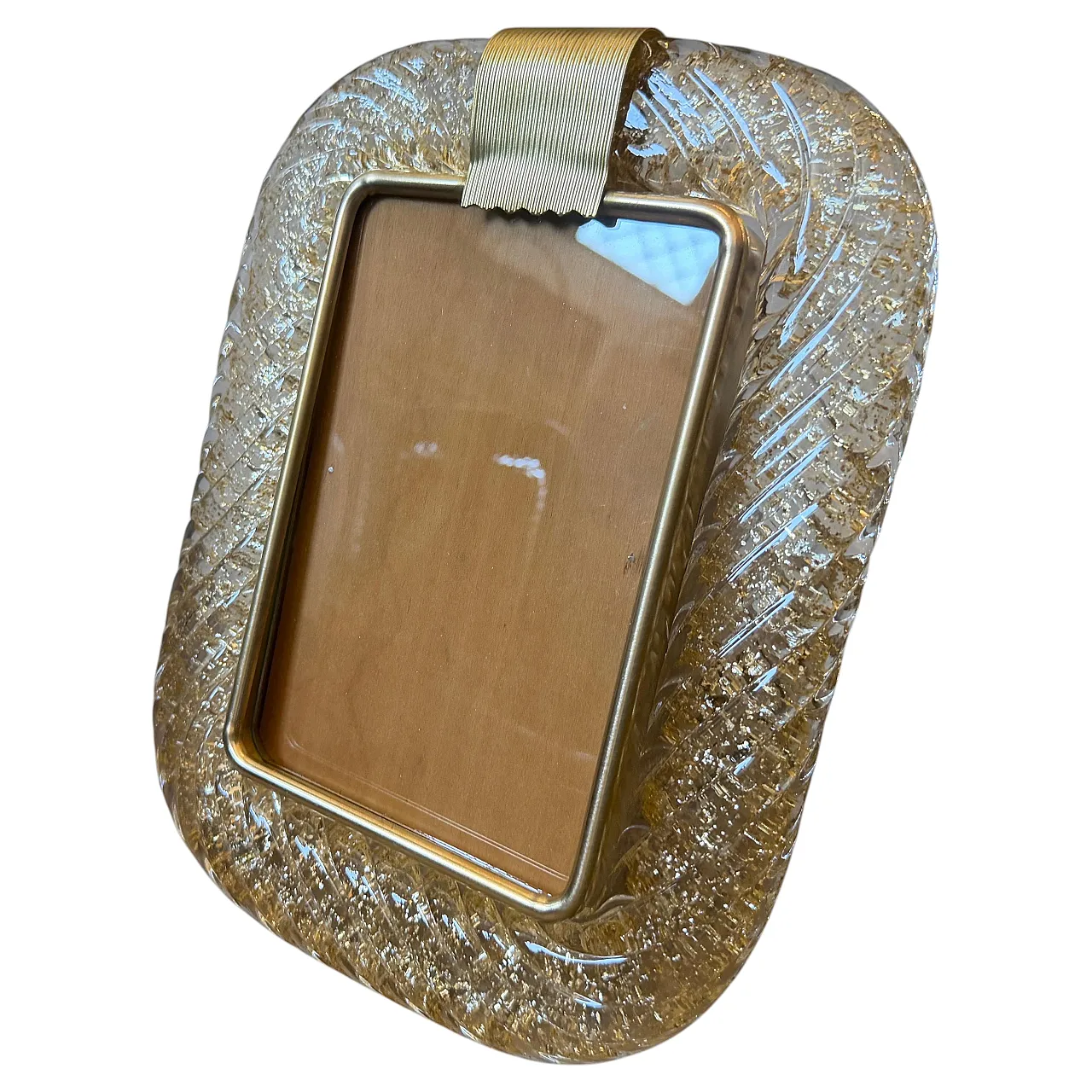Barovier brass and gold Murano glass picture frame, 1990s 1