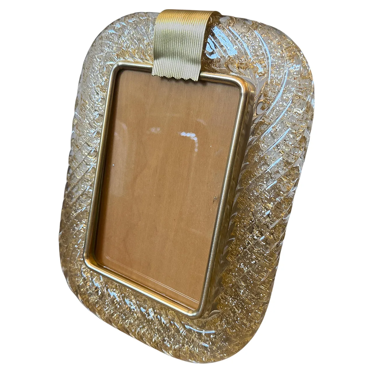 Barovier brass and gold Murano glass picture frame, 1990s 2