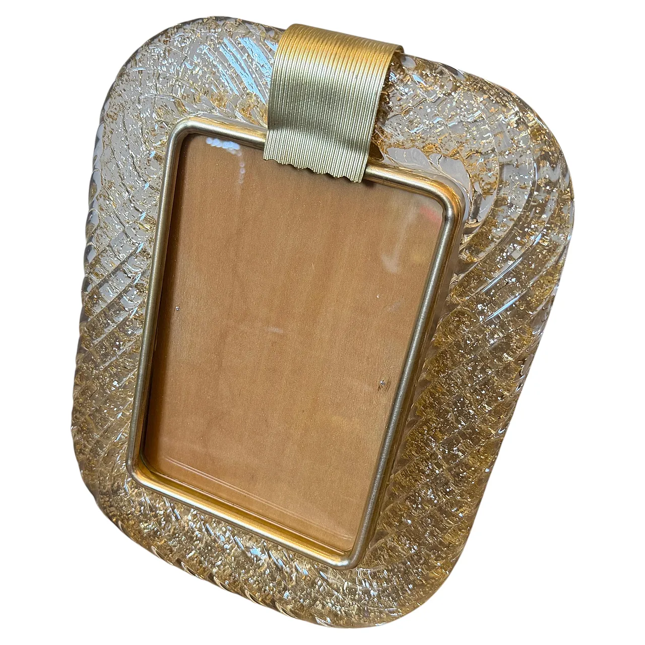 Barovier brass and gold Murano glass picture frame, 1990s 3