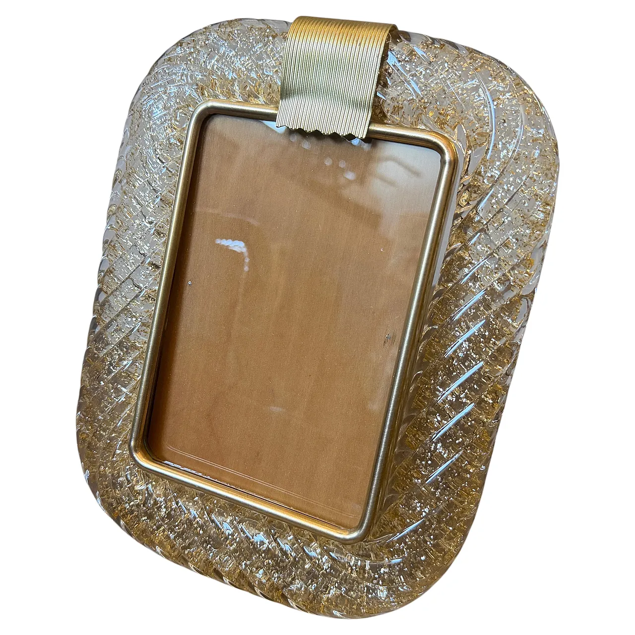 Barovier brass and gold Murano glass picture frame, 1990s 4