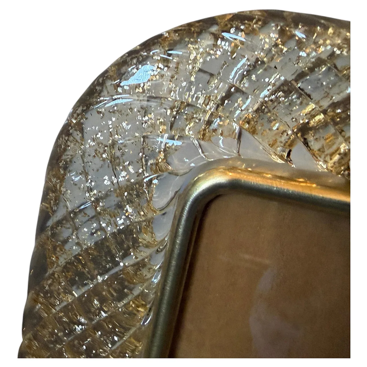 Barovier brass and gold Murano glass picture frame, 1990s 5