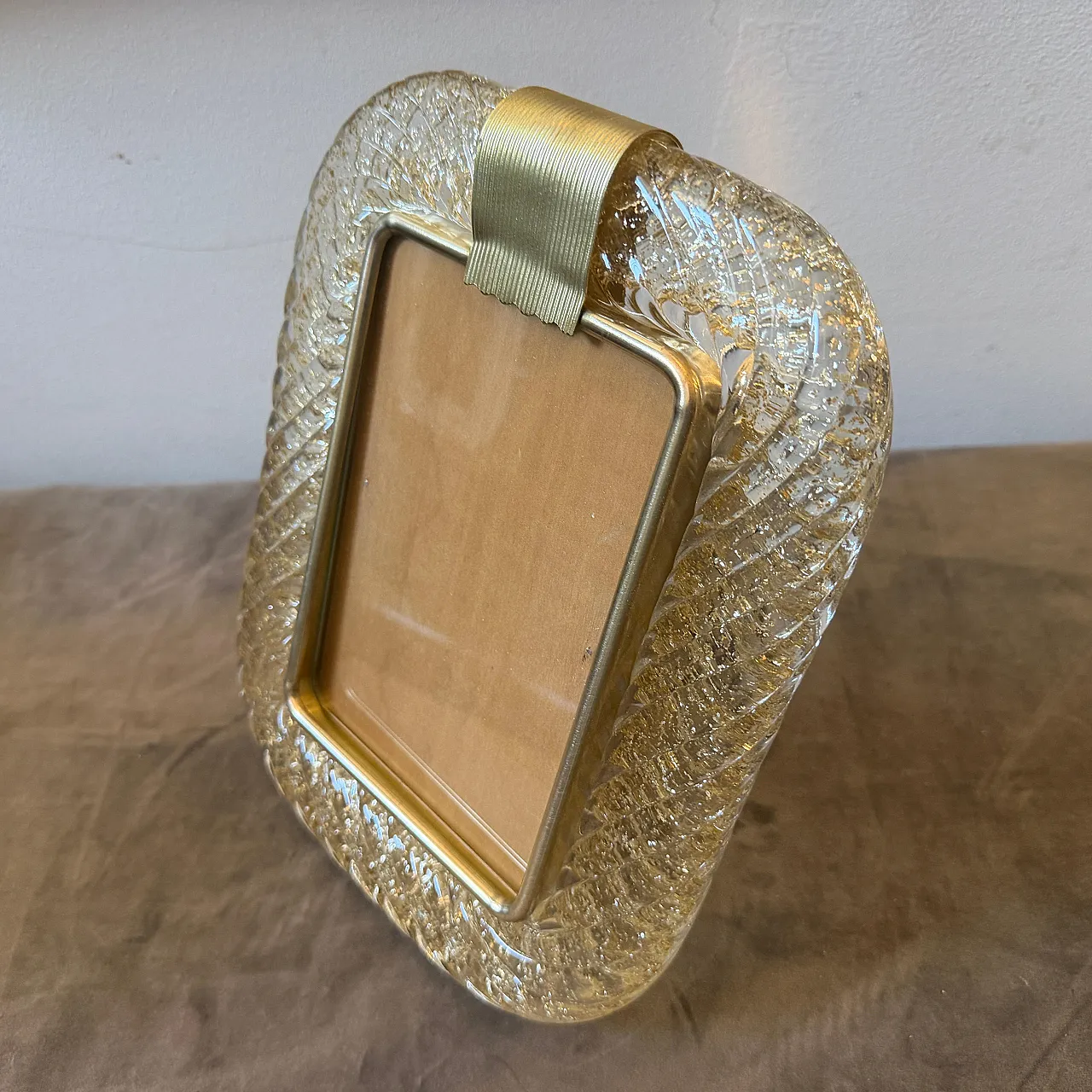 Barovier brass and gold Murano glass picture frame, 1990s 7