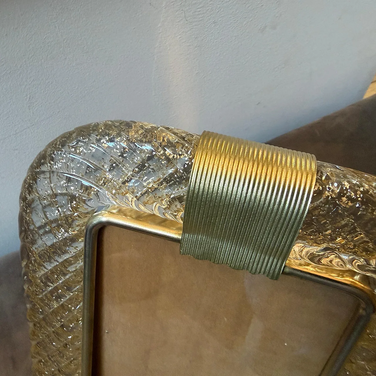 Barovier brass and gold Murano glass picture frame, 1990s 8