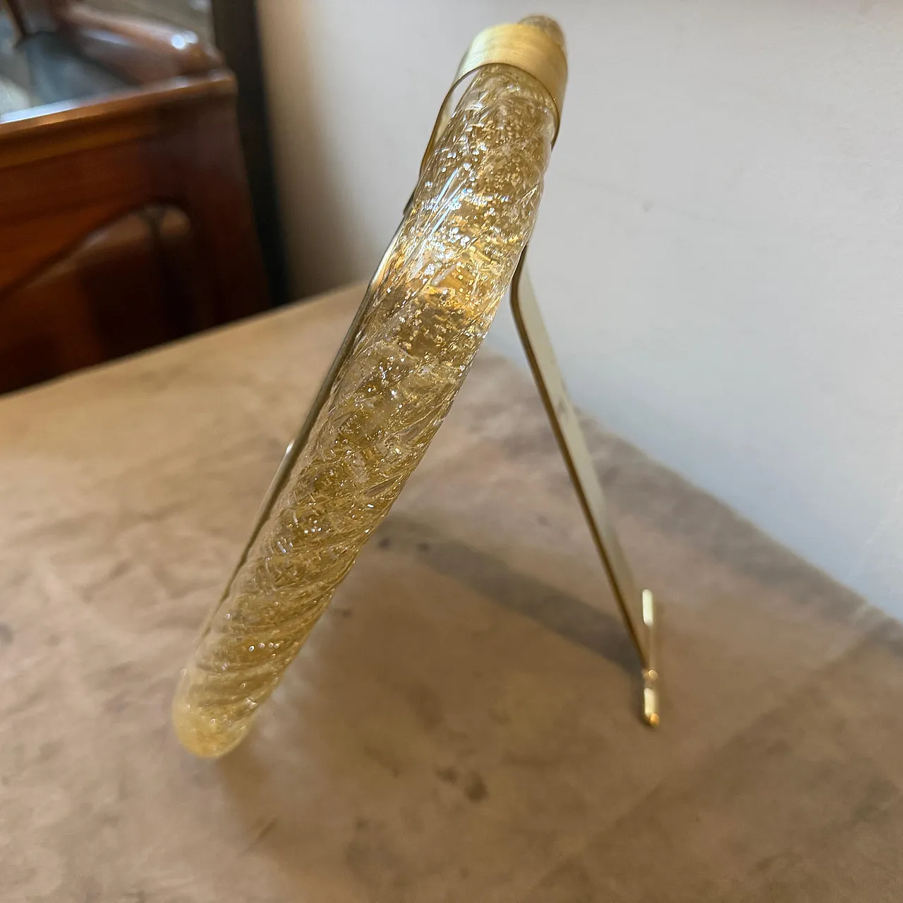 Barovier brass and gold Murano glass picture frame, 1990s 9