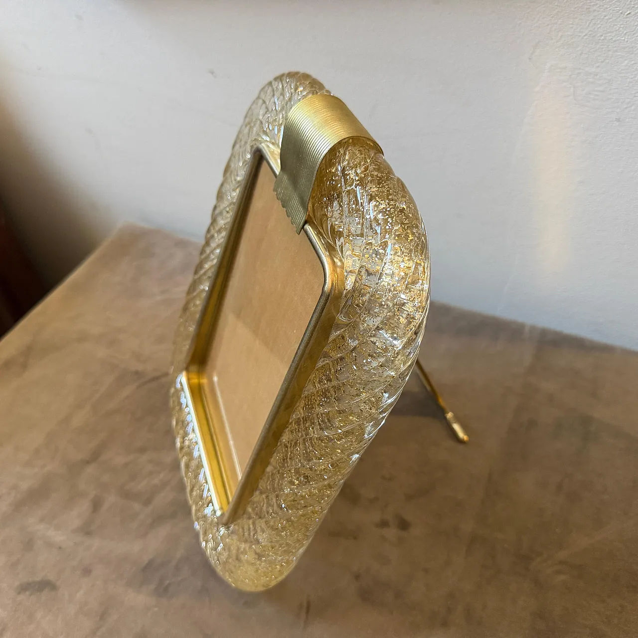 Barovier brass and gold Murano glass picture frame, 1990s 10
