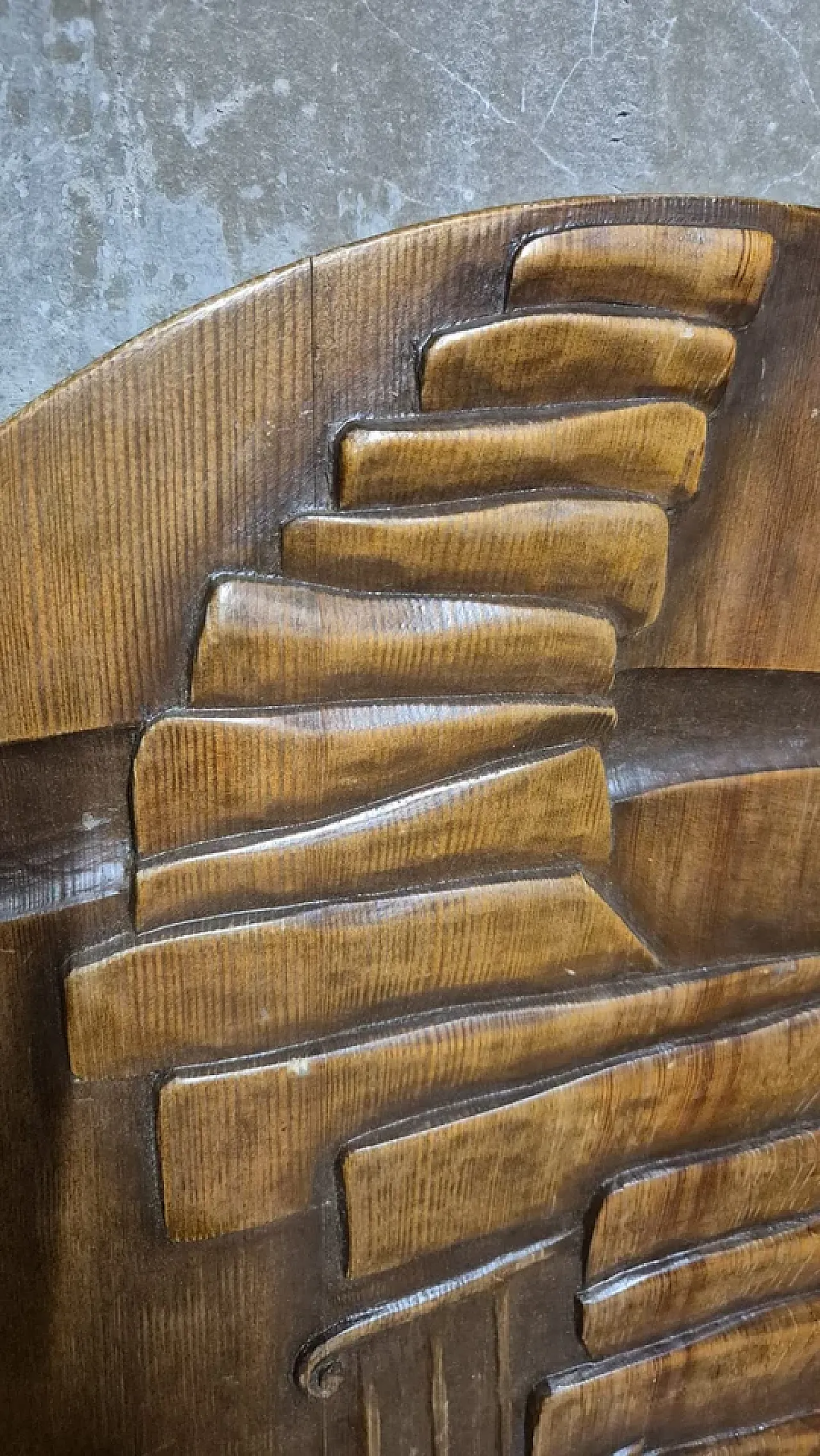 Carved wooden wall plaque, sculptural relief, mid-20th century 8