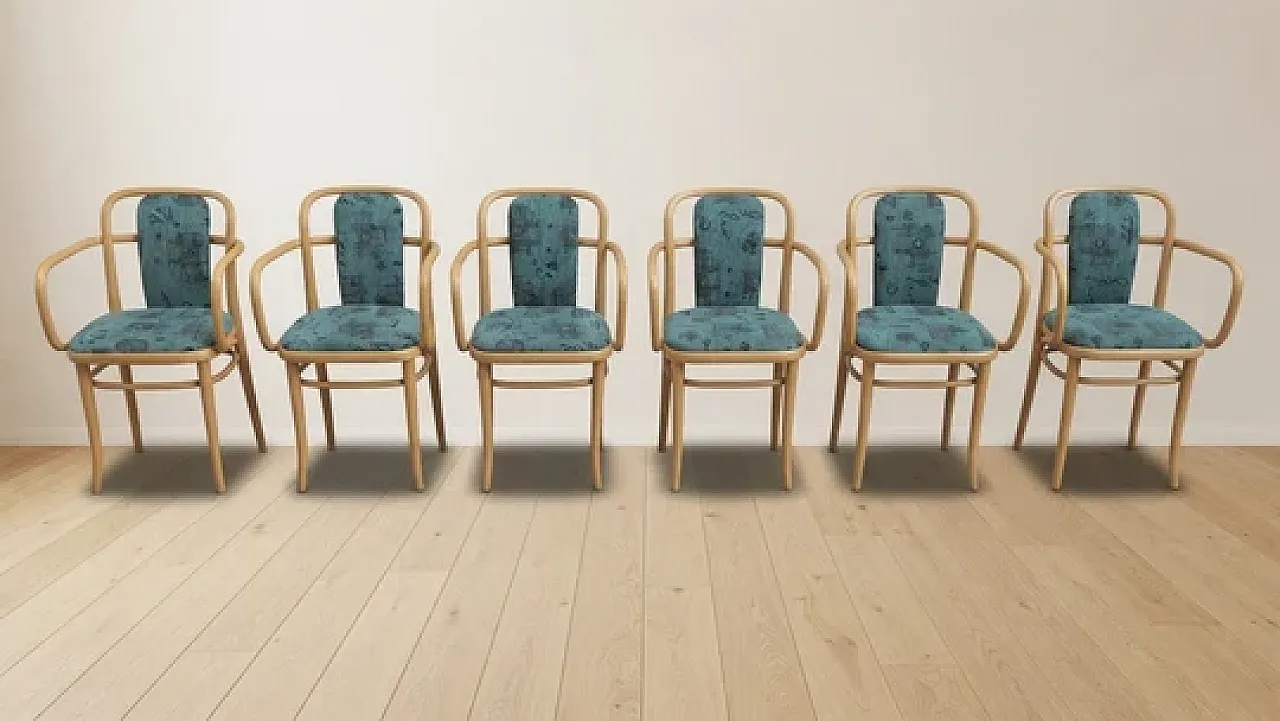 6 Poltrone A 811 di Josef Hoffmann per TON, faggio piegato, '900 1