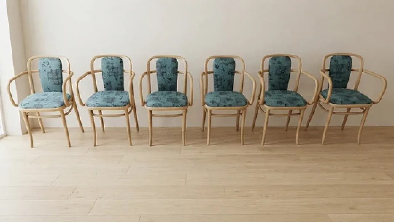 6 Poltrone A 811 di Josef Hoffmann per TON, faggio piegato, '900 3