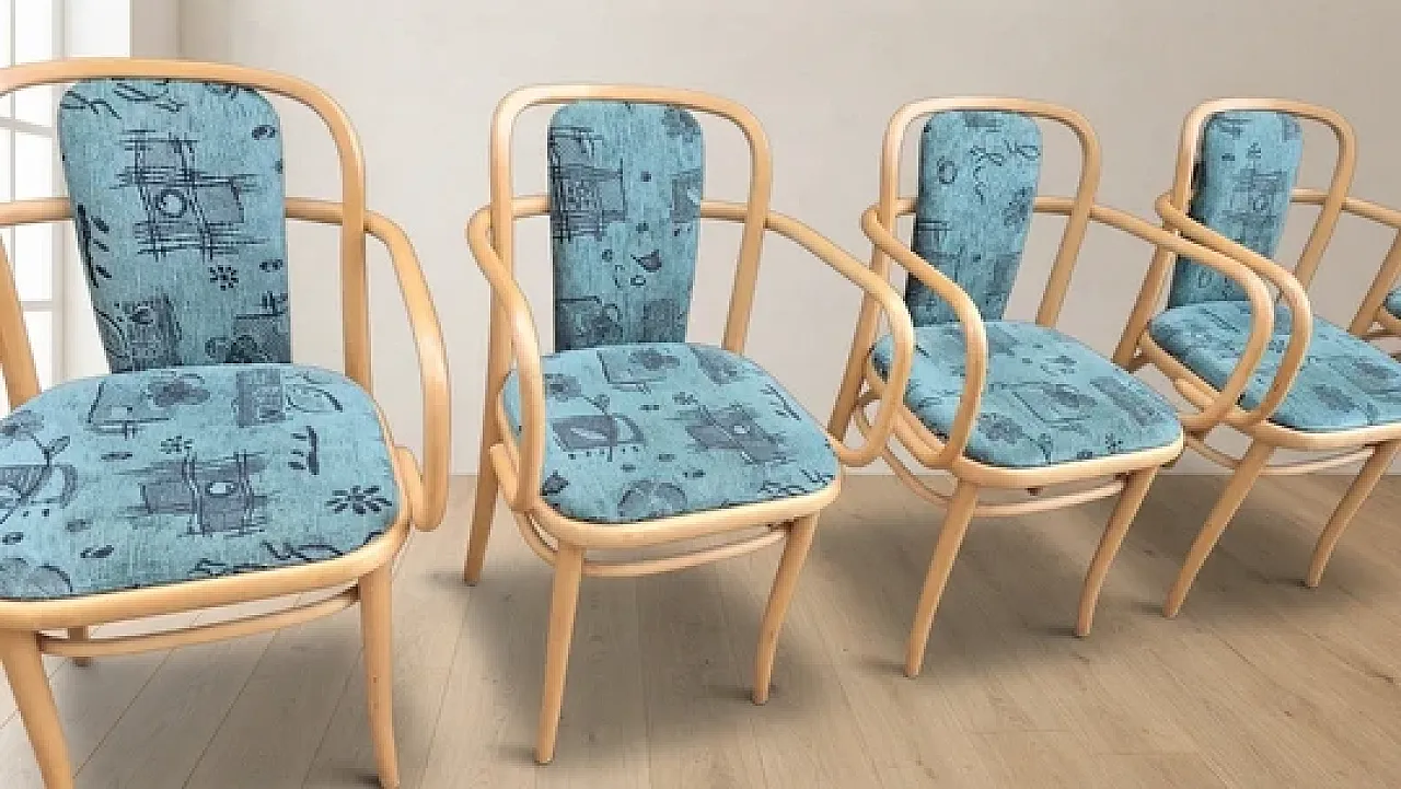 6 Poltrone A 811 di Josef Hoffmann per TON, faggio piegato, '900 5