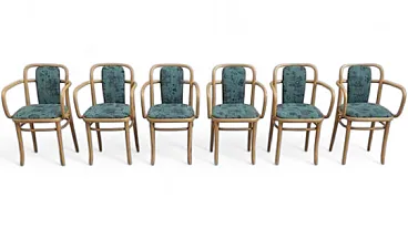 6 Poltrone A 811 di Josef Hoffmann per TON, faggio piegato, '900